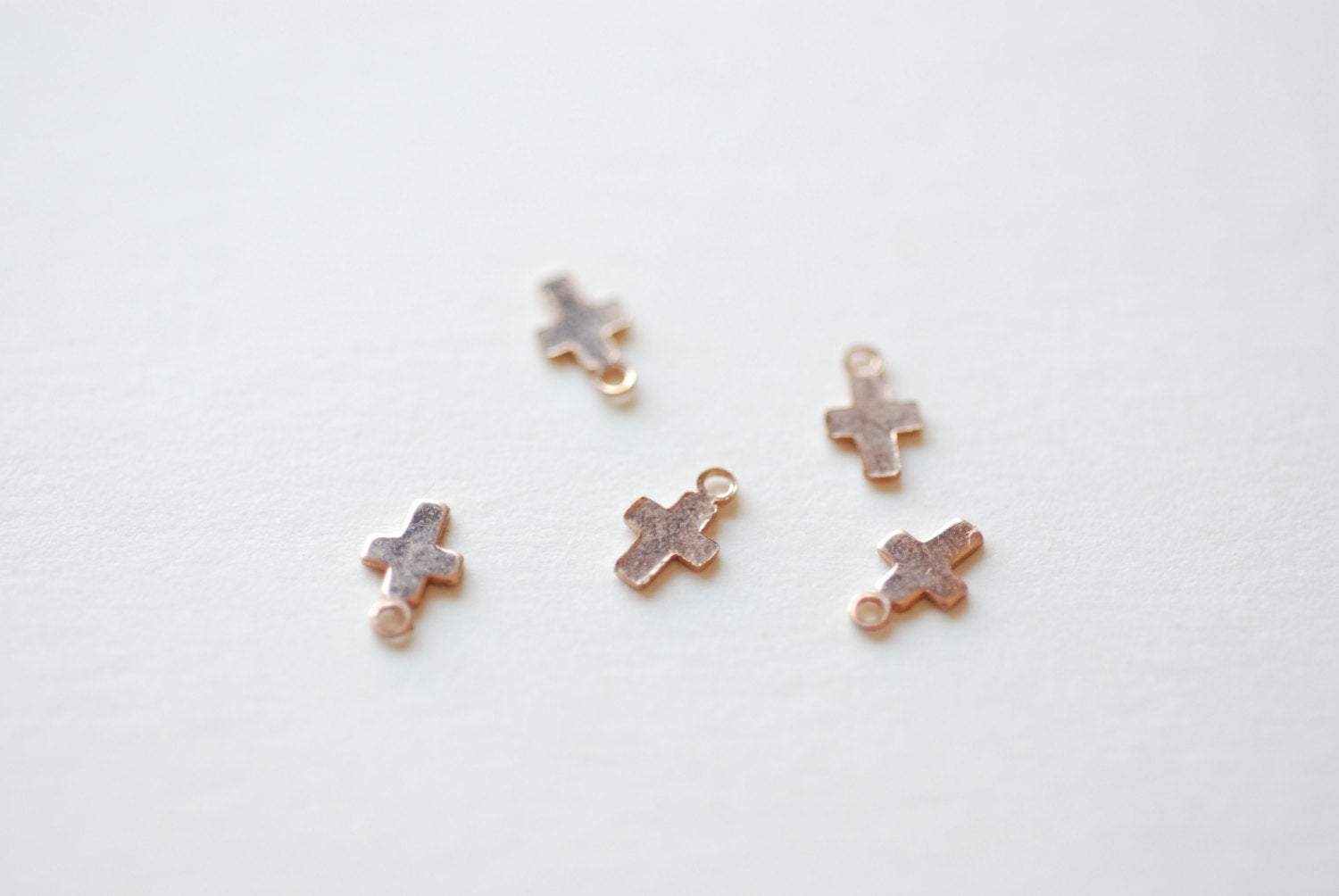 5 pcs 14k Rose Gold Filled Tiny Cross, Rose Pink Gold Cross Charm Blanks, Gold Cross Charm, Wholesale Vermeil Charms VermeilSupplies - HarperCrown