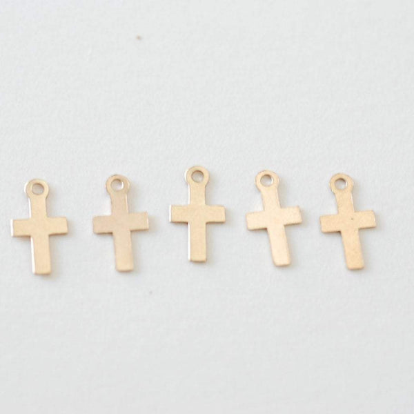 KitBeads 10pcs Christian Crucifix Charms Gold Plated Cross Charms Clear Cubic Zirconia Cross Charms for Jewelry Making Bracelets Bulk