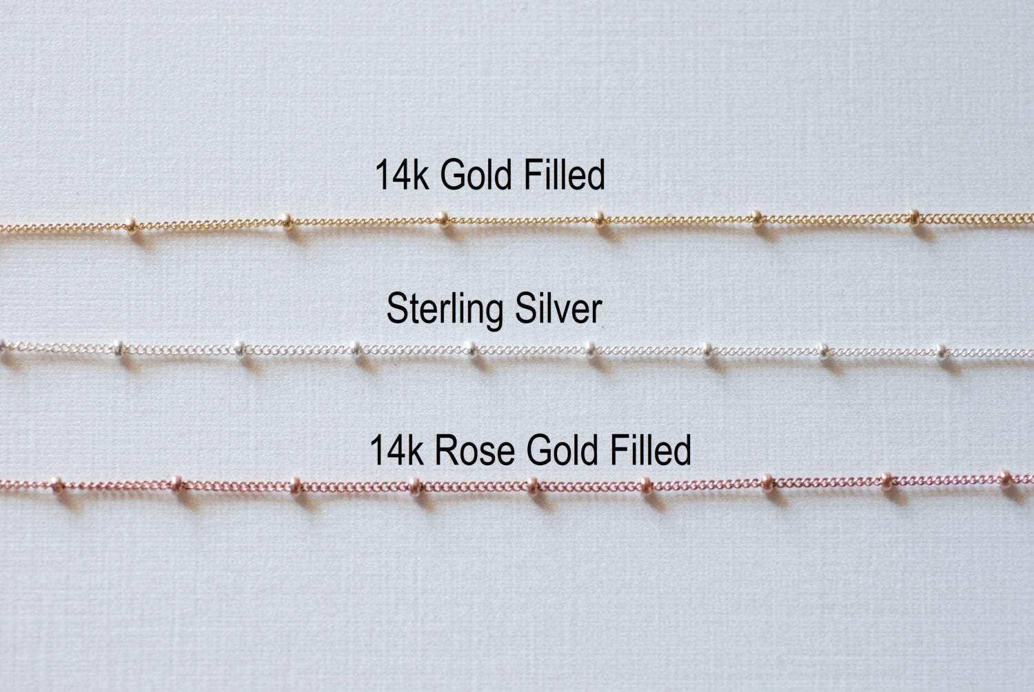 5ft 14K Gold Filled, 14k Rose Gold Filled or Sterling Silver Satellite Curb Ball Beaded Chain, Wholesale Satellite Gold Filled Chain - HarperCrown