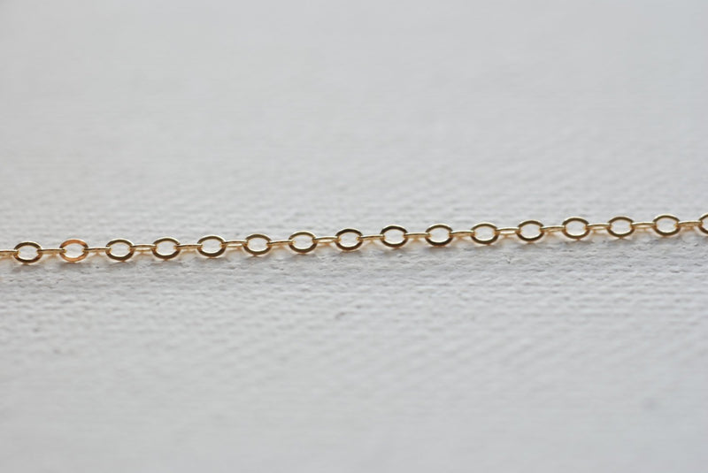 Wholesale Jewelry Supplies - 5ft 14k Gold Filled Chain, Gold Flat Chain,  1.3mm width Chain – HarperCrown