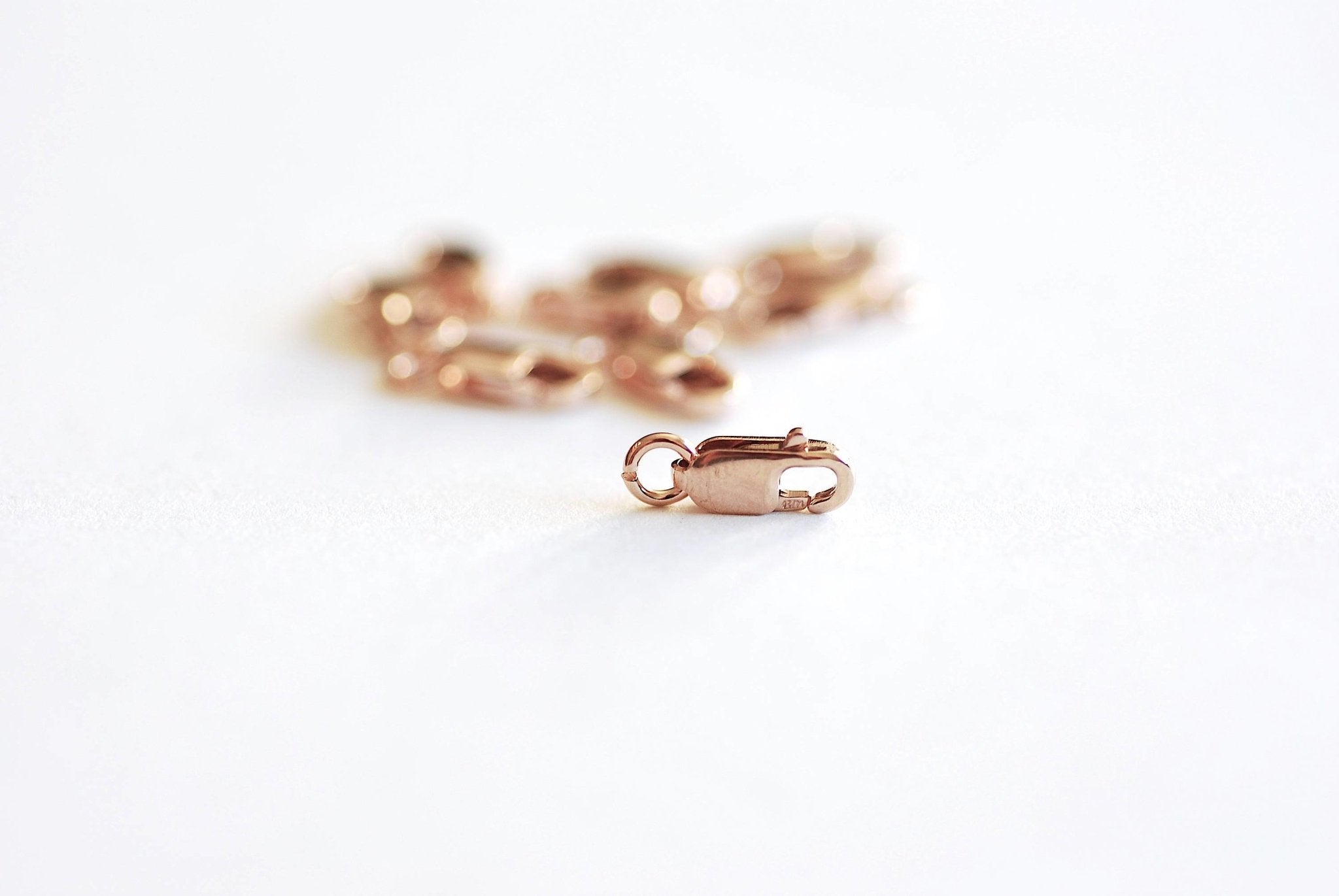 5pcs 8x4mm Lobster Clasp - 14k Rose Gold Filled, Sterling Silver, 14k Gold Filled lobster clasp with attached open ring, 14k gf, 14k rgf - HarperCrown