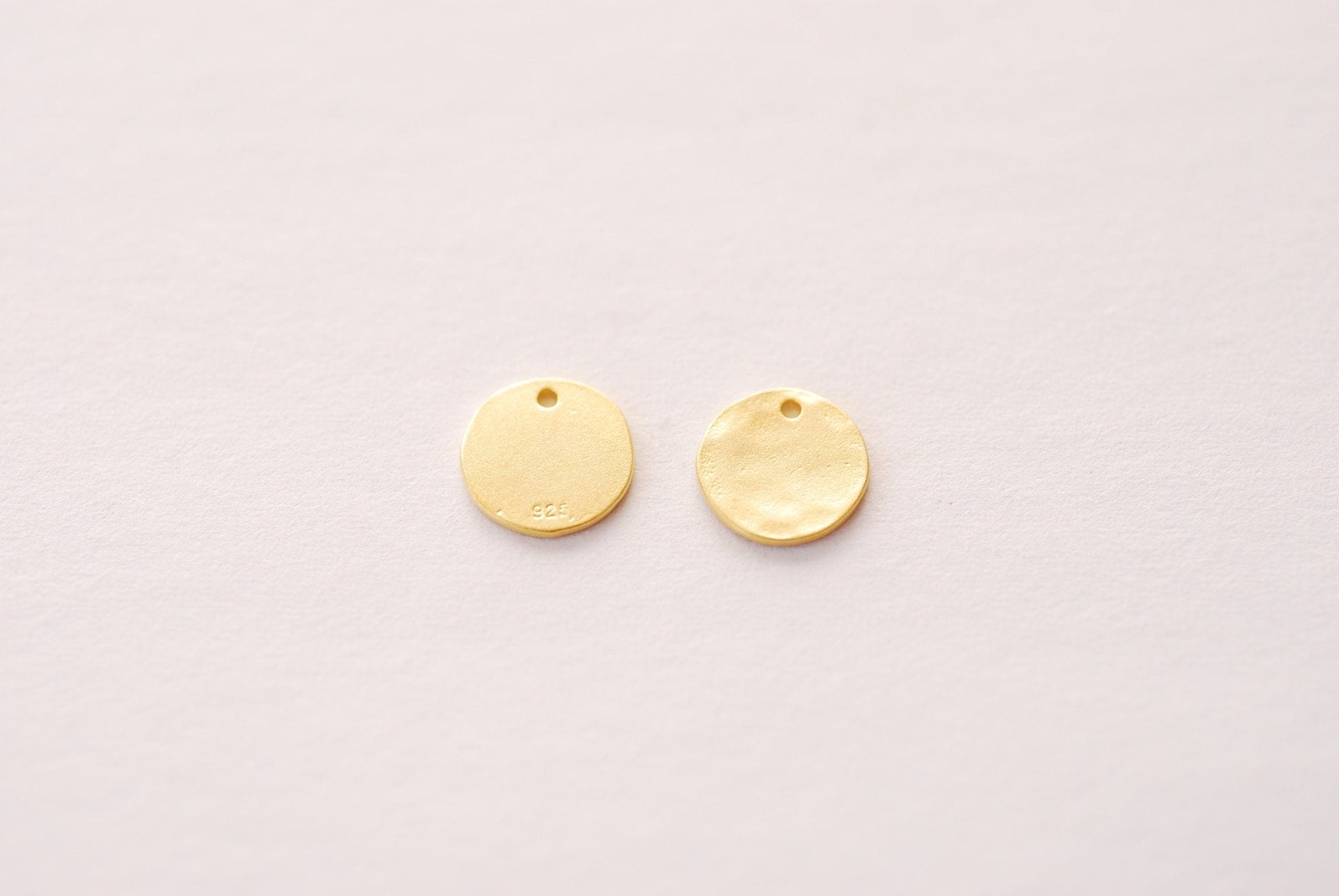 9mm Small Round Hammered Blank Disc- 925 sterling silver or Vermeil 18k Gold Plated round stamping disc round coin Jewelry Component - HarperCrown