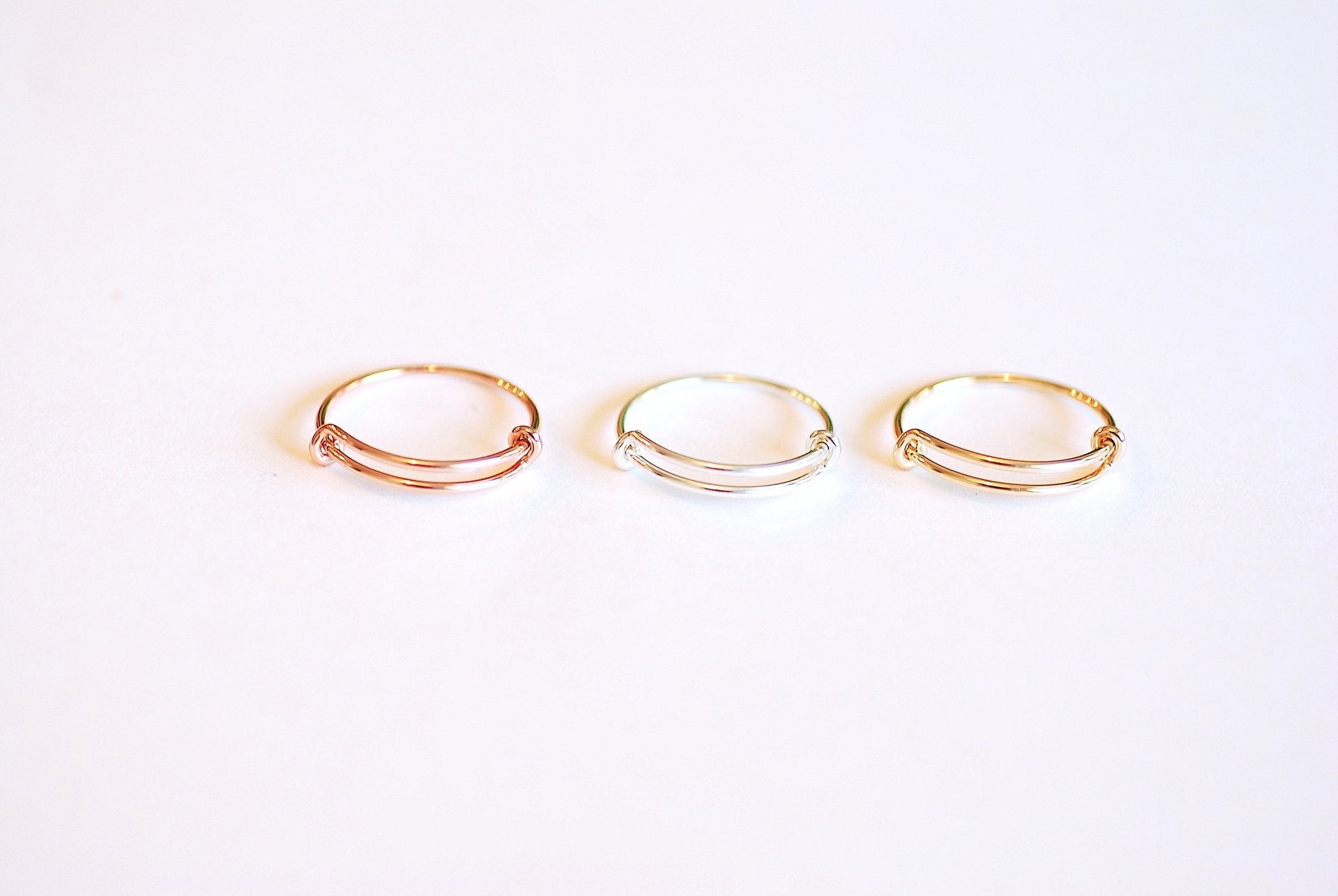 Adjustable Finger Ring- Choose 925 Sterling Silver, 14k Gold Filled, 14k Rose Gold Filled, Ring sizes 6-8, Finger Rings, 1mm, 18ga Wire, 58 - HarperCrown