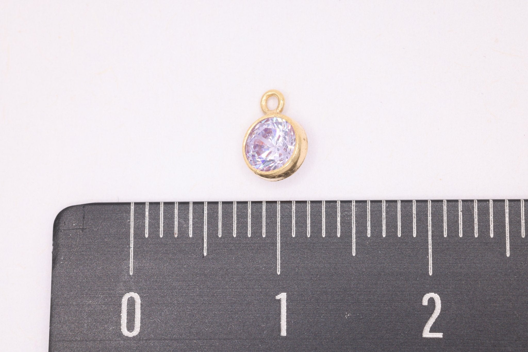 Alexandrite Birthstone CZ Gold-Filled Wholesale Drop Charm, June Birthstone, Horizontal Bail - HarperCrown