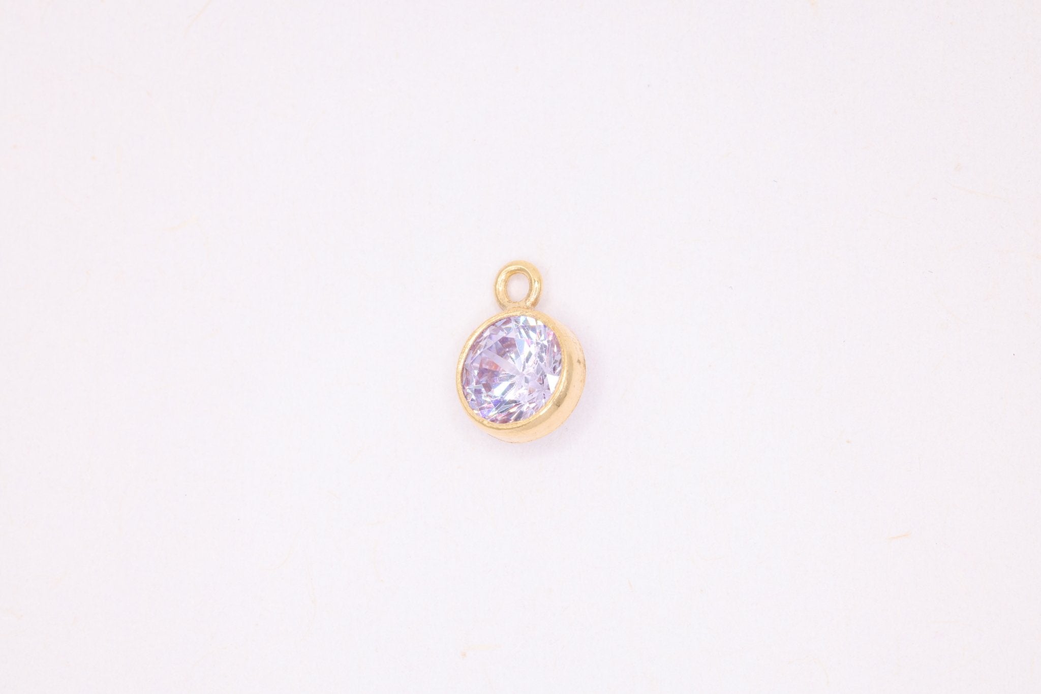 Alexandrite Birthstone CZ Gold-Filled Wholesale Drop Charm, June Birthstone, Horizontal Bail - HarperCrown