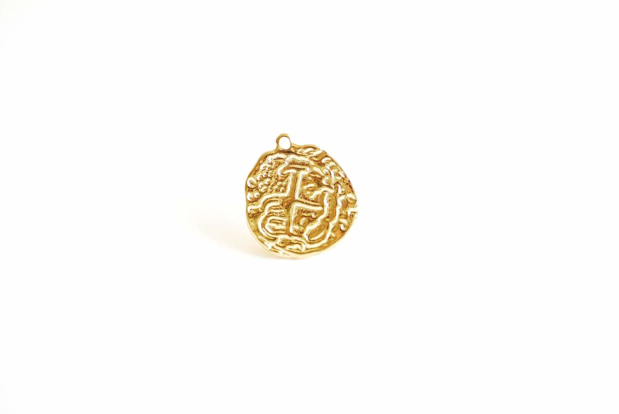 Ancient Mural Medallion Pendant- Vermeil 18k Gold plated over 925 Sterling Silver, Coin Charm, Ancient Greek Spanish Egypt, Medallion - HarperCrown