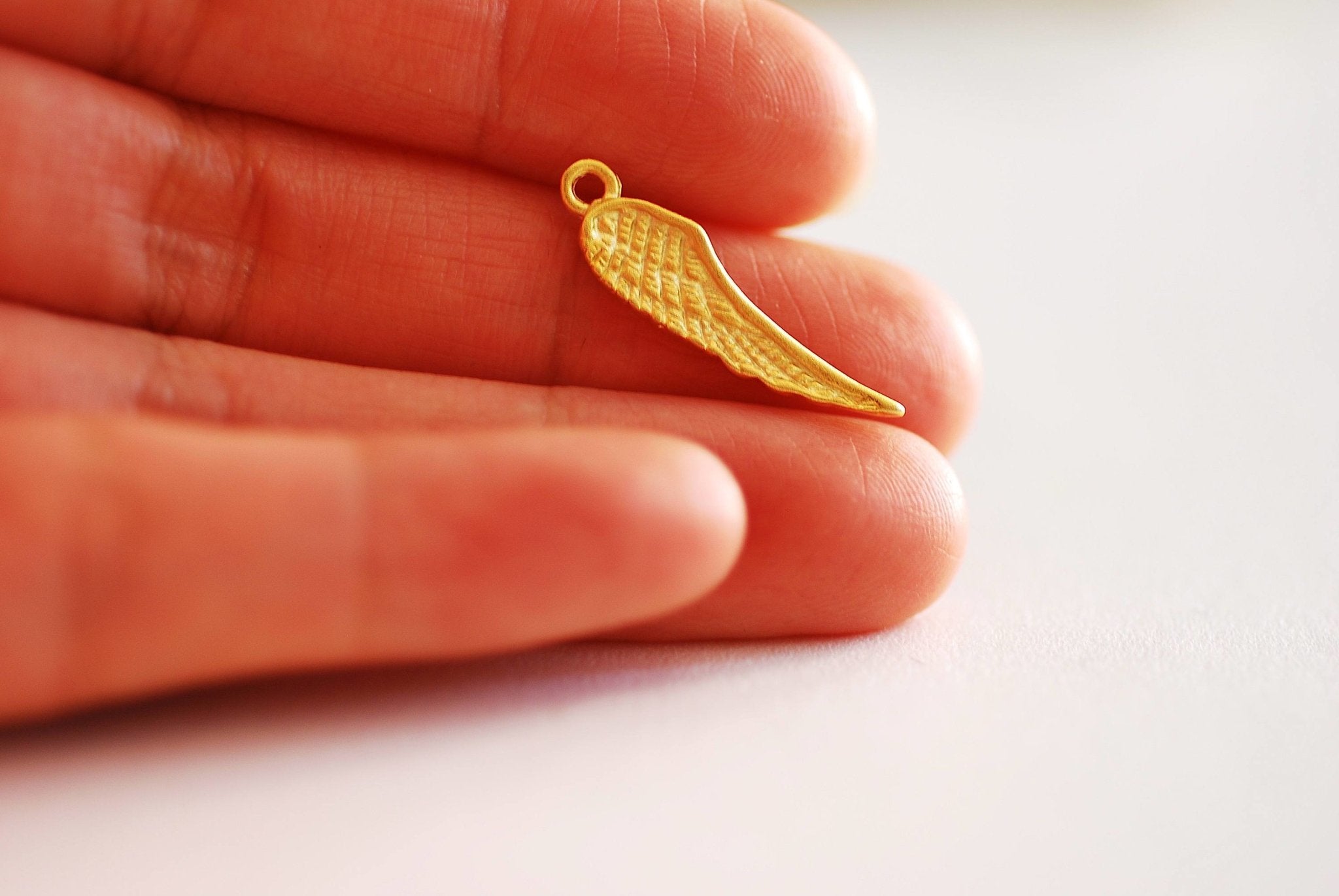 Angel Wing Charm- 22k Gold plated 925 Sterling Silver, Silver Wing Charm, Rose Gold, Gold Wing charm, Bird Wing Charm, Double Wing Charm,397 - HarperCrown