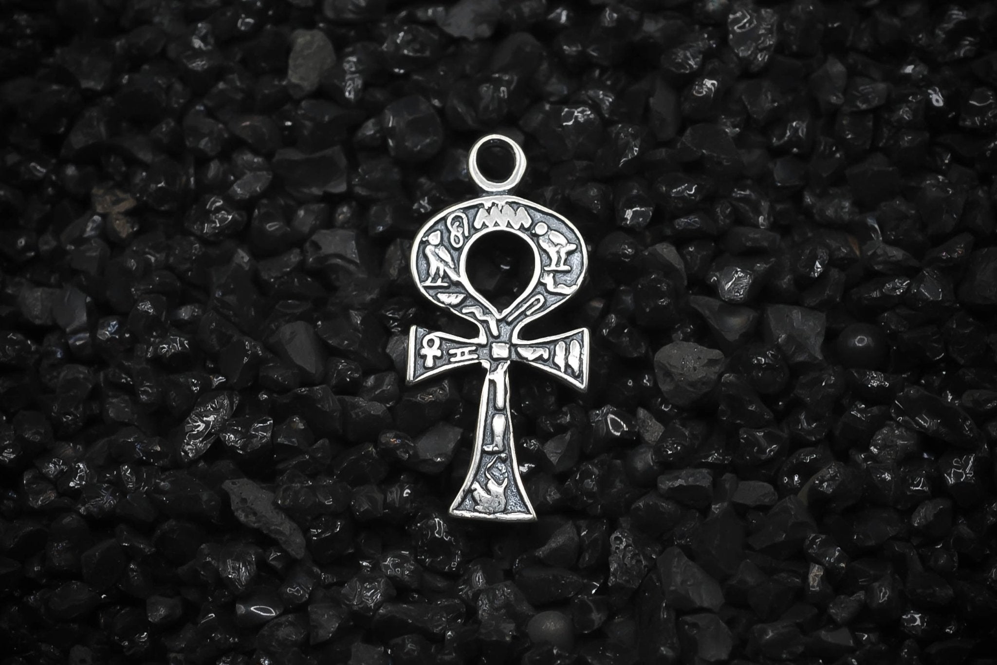 Ankh Key of Eternal Life Hieroglyphics Ancient Egyptian Small Charm | 925 Sterling Silver, Oxidized or 18K Gold Plated | Jewelry Making Pendant - HarperCrown