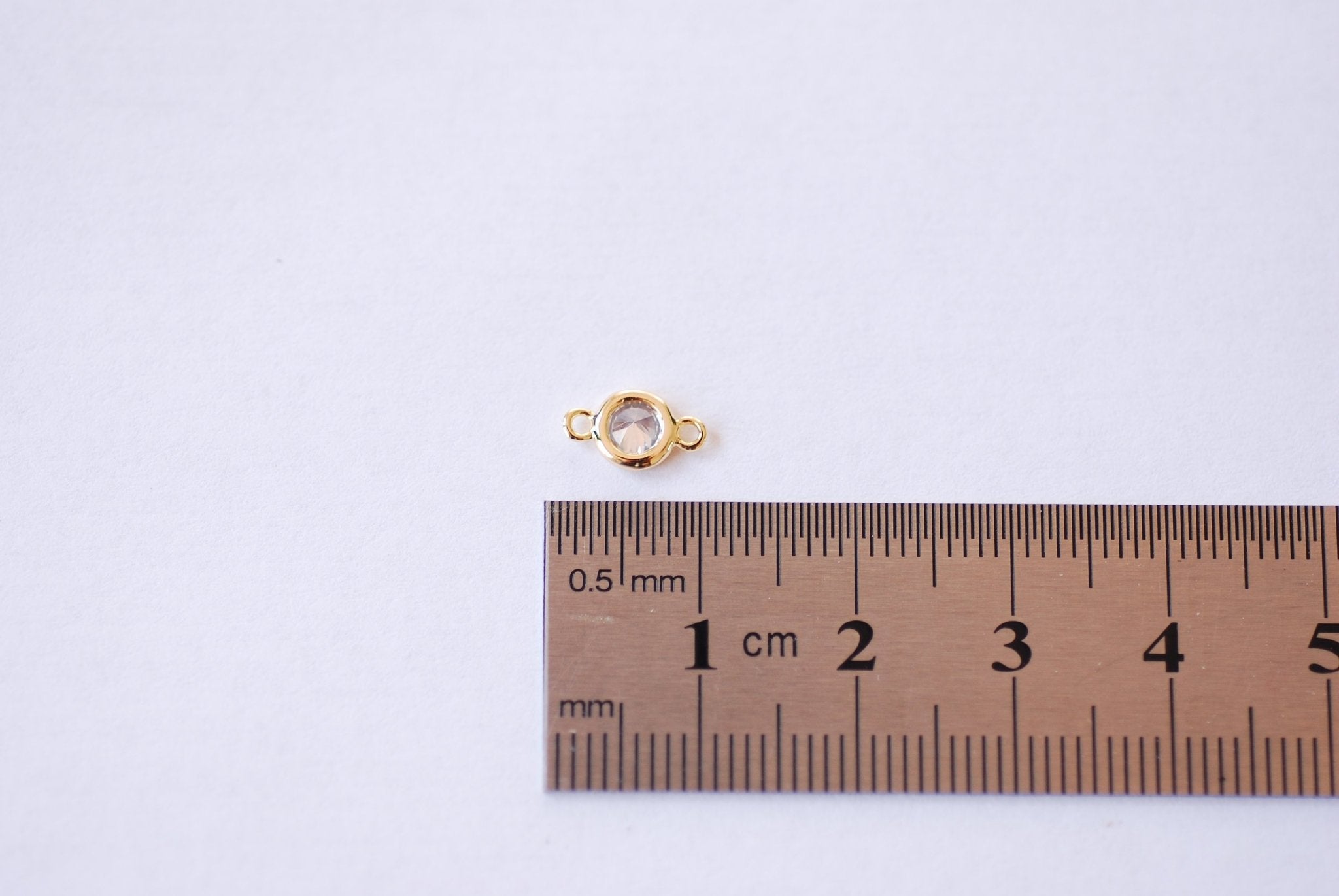 Bezel Link Connector CZ - 16k Gold Plated over Brass CZ Rhinestone Gemstone Connector Wholesale Charms B145 - HarperCrown