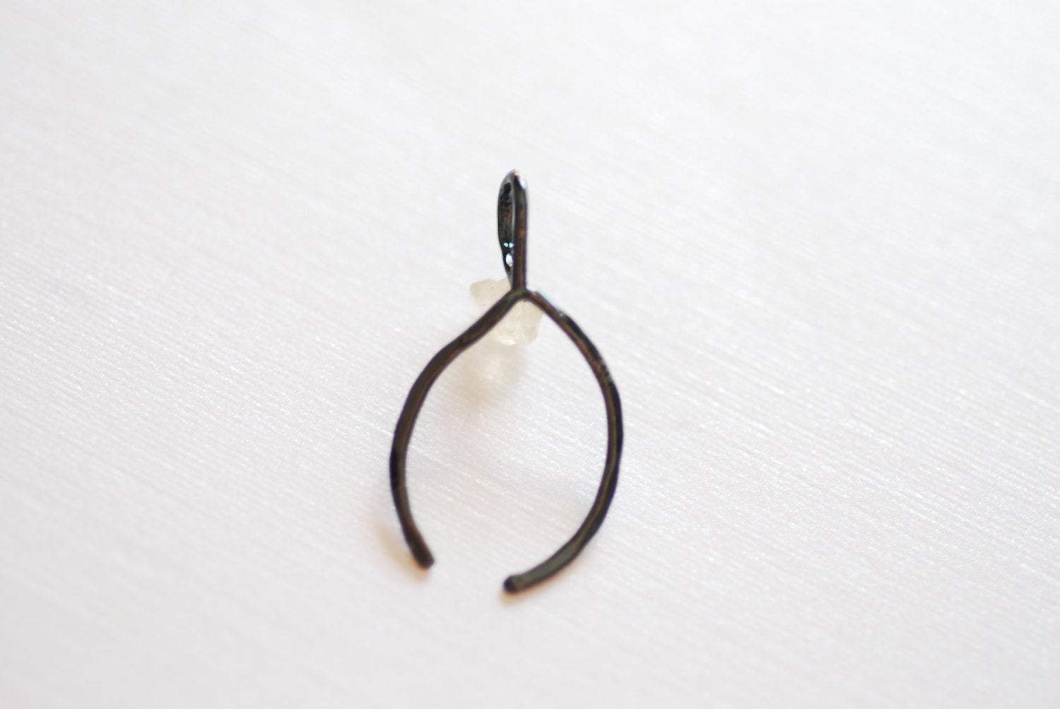 Black Rhodium Thin Hammered Wishbone Charm- Sterling Silver Wishbone Charm, Silver Wishbone Charm, Choose Gold, Rose Gold, 217 - HarperCrown