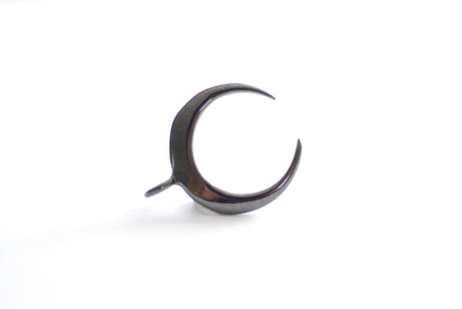 Black Vermeil Gold Crescent Moon Charm- oxidized sterling silver half moon charm pendant, Glossy Gold Crescent Moon Gold Tusk Charm, 1 - HarperCrown