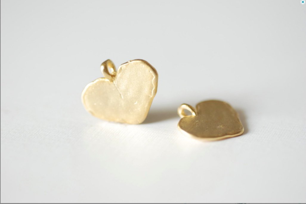 Blank Heart Stamping Charm - Vermeil Gold, Vermeil Rose gold or Sterling Silver Heart, blank heart metal stamping, Wholesale Heart Beads, 87 - HarperCrown