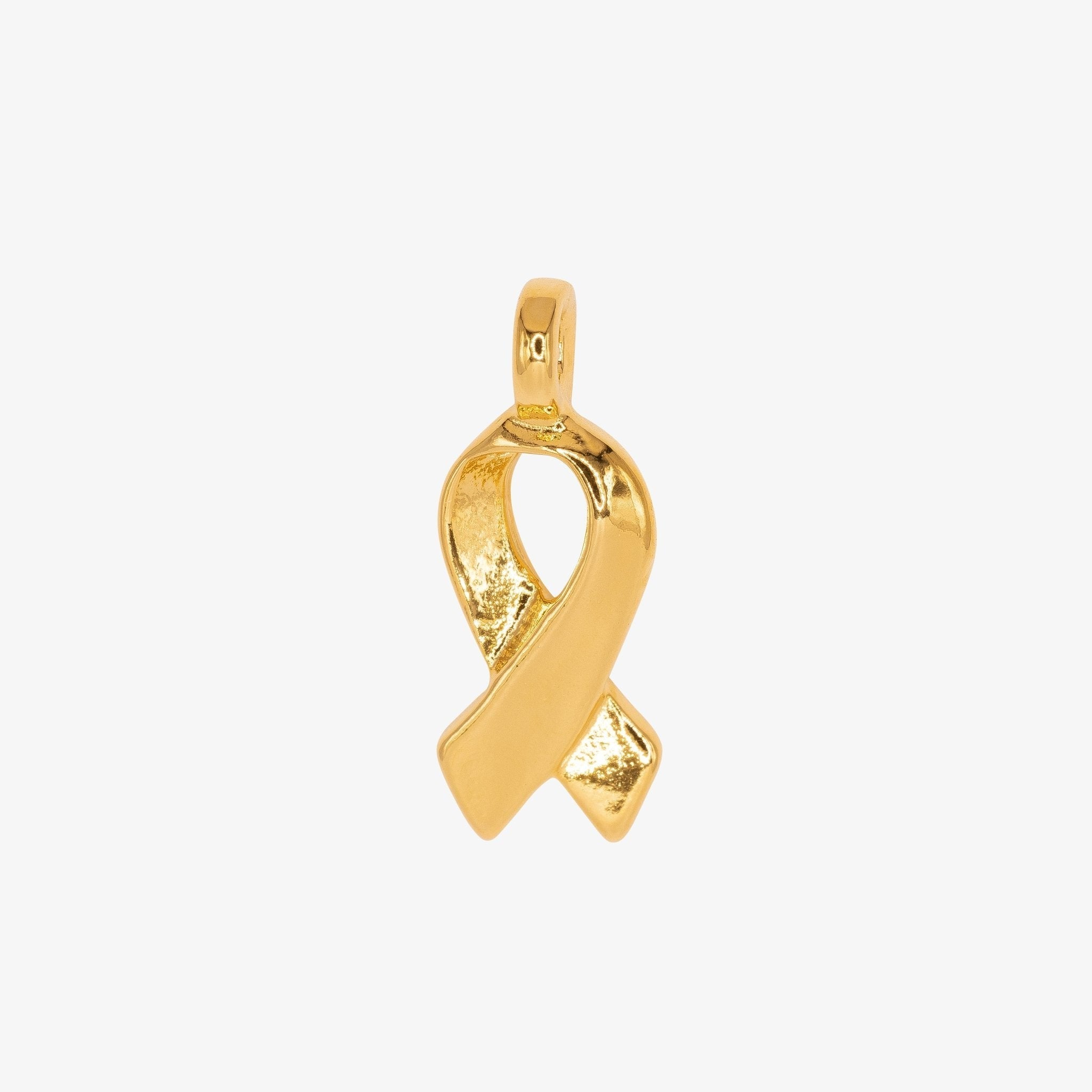 Breast Cancer Ribbon Charm 14K Gold - HarperCrown