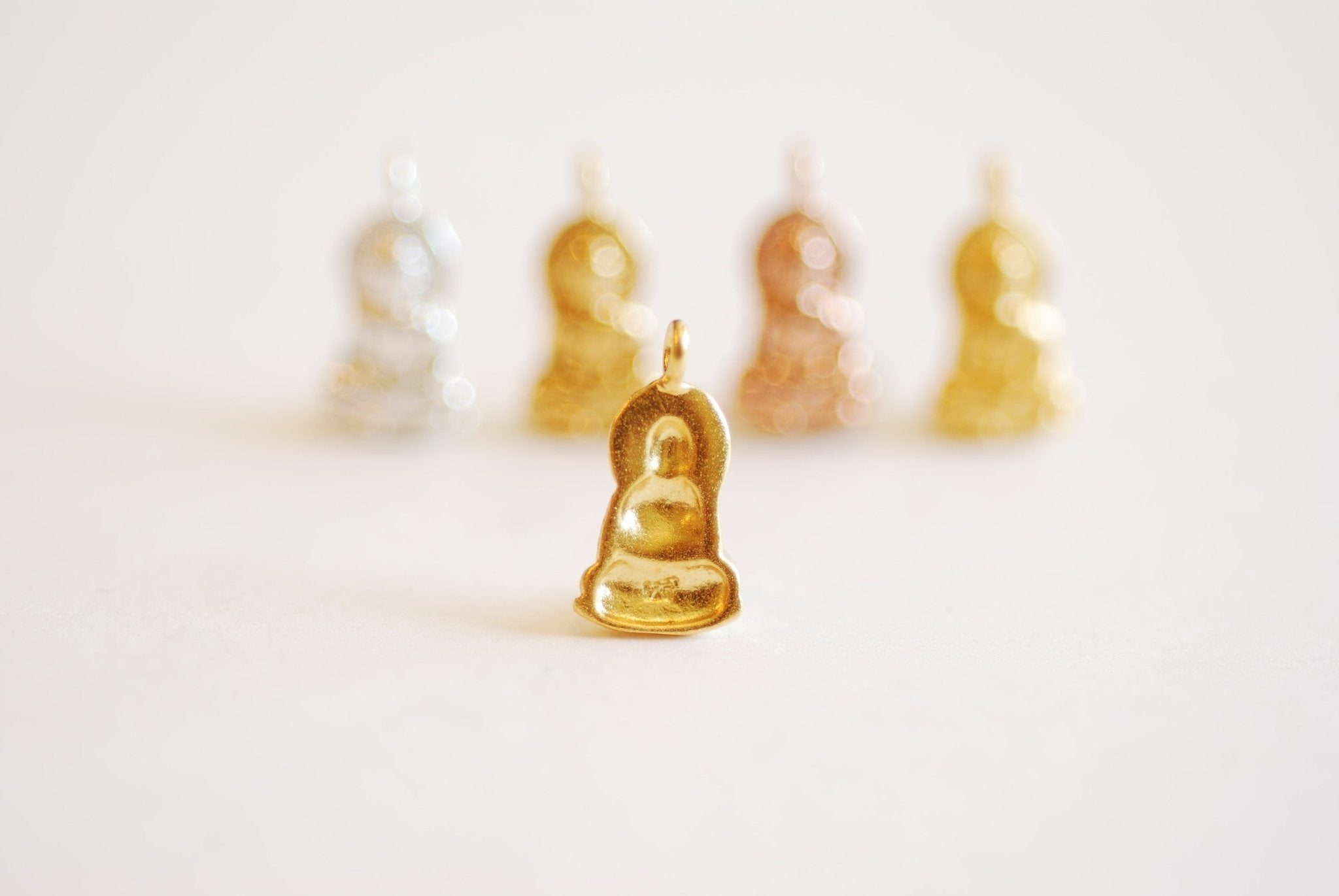 Buddha Vermeil Gold or Sterling Silver Charm - vermeil gold, 22k gold plated 925 silver, sitting buddha, yoga, ohm, meditation, yogi, J173 - HarperCrown