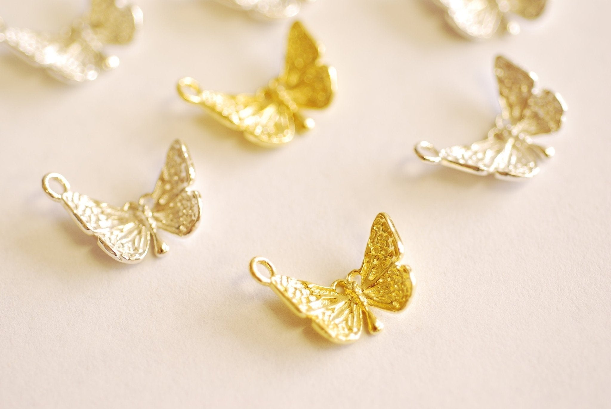 Butterfly Charm Pendant 925 Sterling Silver or 18k Gold Butterly Jewelry Making Supplies Wholesale Bulk Silver and Gold Charms - HarperCrown