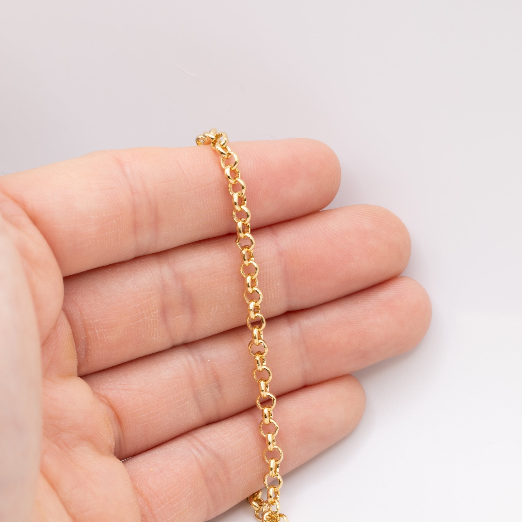 Charlotte Diamond Cut Rolo Chain, 14K Gold Overlay Plated, Wholesale Jewelry Chain - HarperCrown