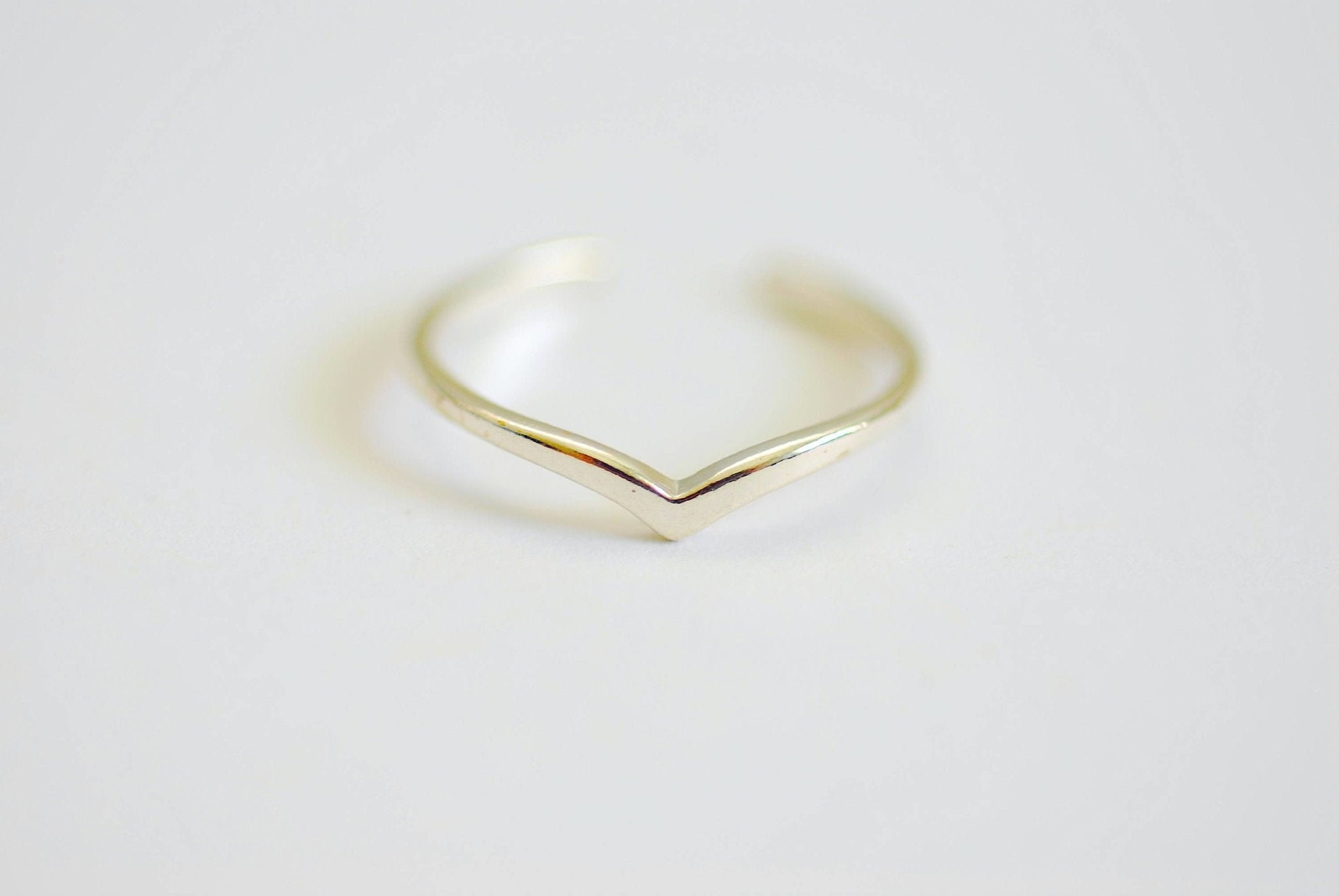 Chevron Ring in Gold Silver Rose Gold, Stackable Chevron Rings, V-Ring, Thin Chevron Ring, Minimalist Ring, Triangle Ring, Adjustable Ring - HarperCrown