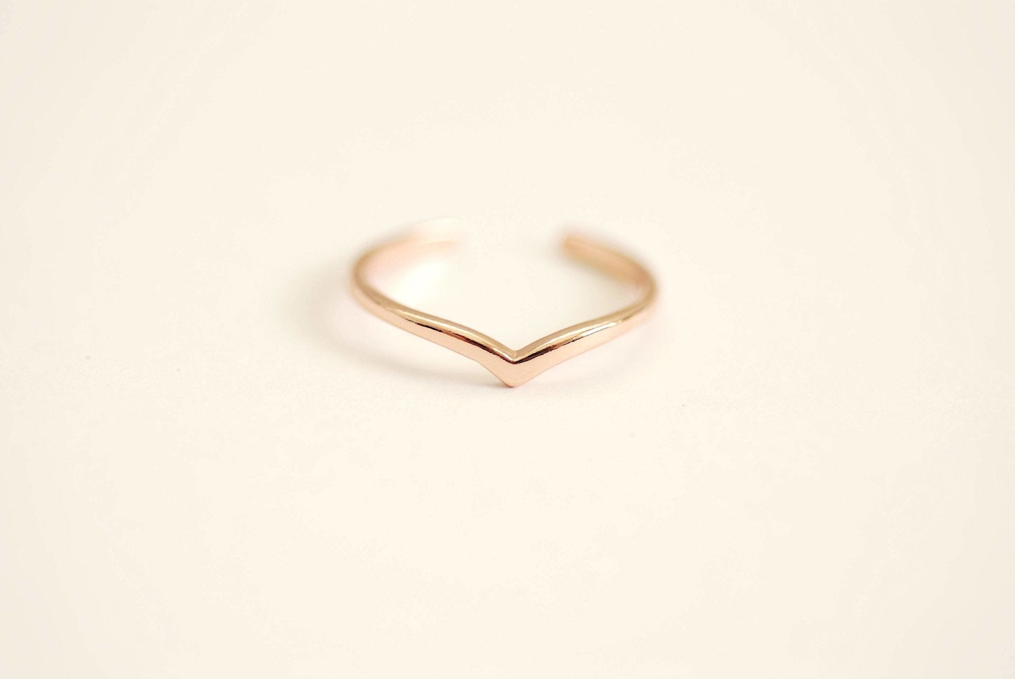 Chevron Ring in Gold Silver Rose Gold, Stackable Chevron Rings, V-Ring, Thin Chevron Ring, Minimalist Ring, Triangle Ring, Adjustable Ring - HarperCrown