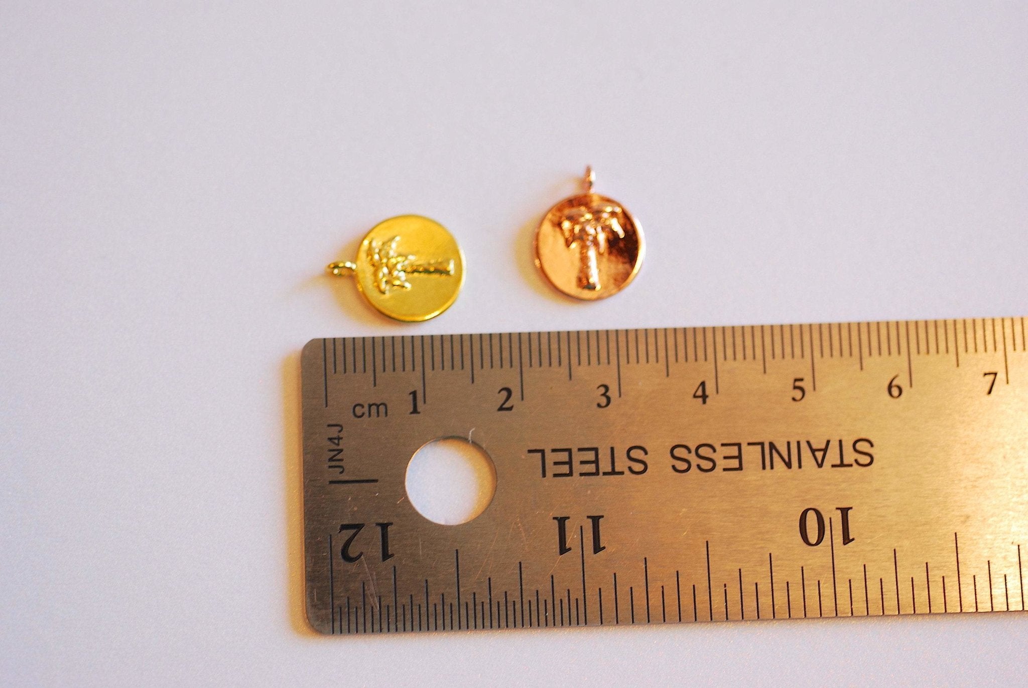 Circle Palm Tree Charm- Vermeil, 22k Gold plated 925 Sterling Silver, Palm Tree Charm, Coin Pendant,Tropical Pendant, Round Coconut Tree,426 - HarperCrown