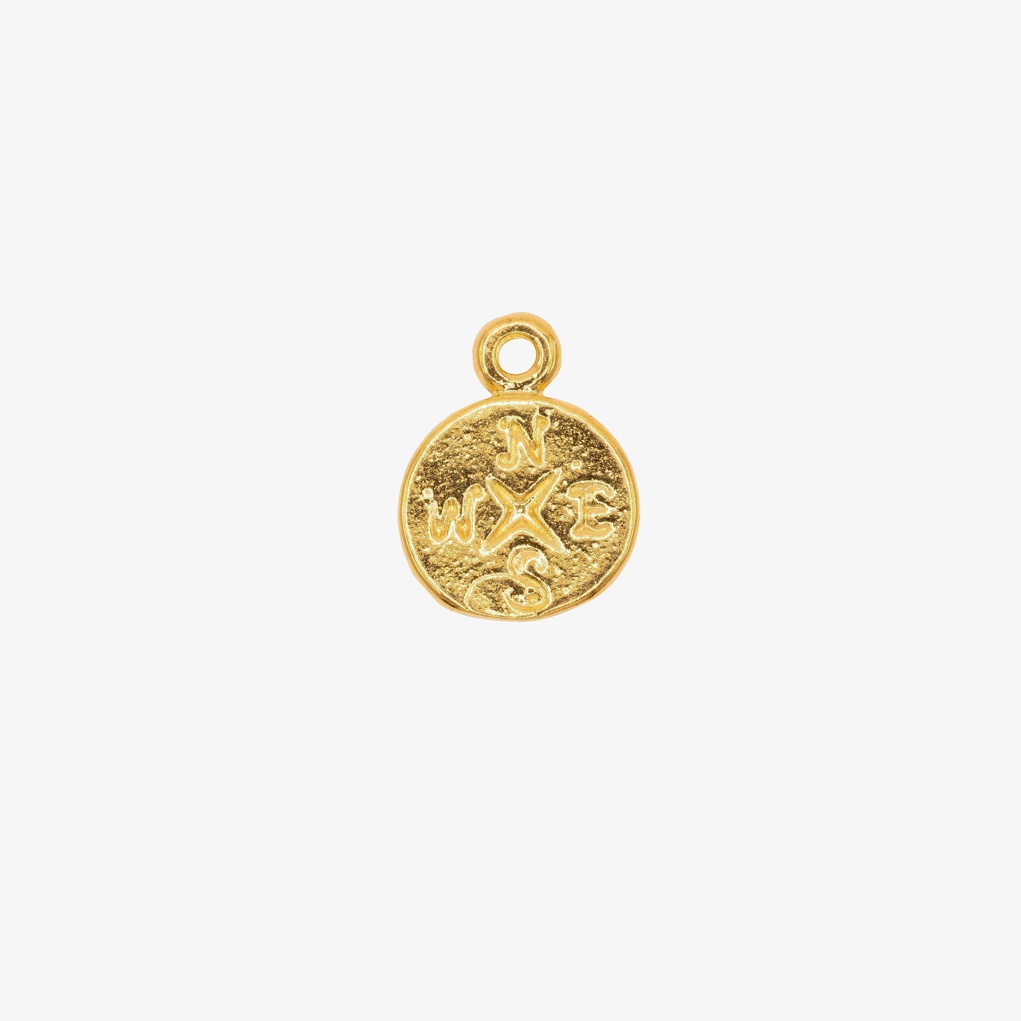 Compass Circle Charm 14K Gold - HarperCrown