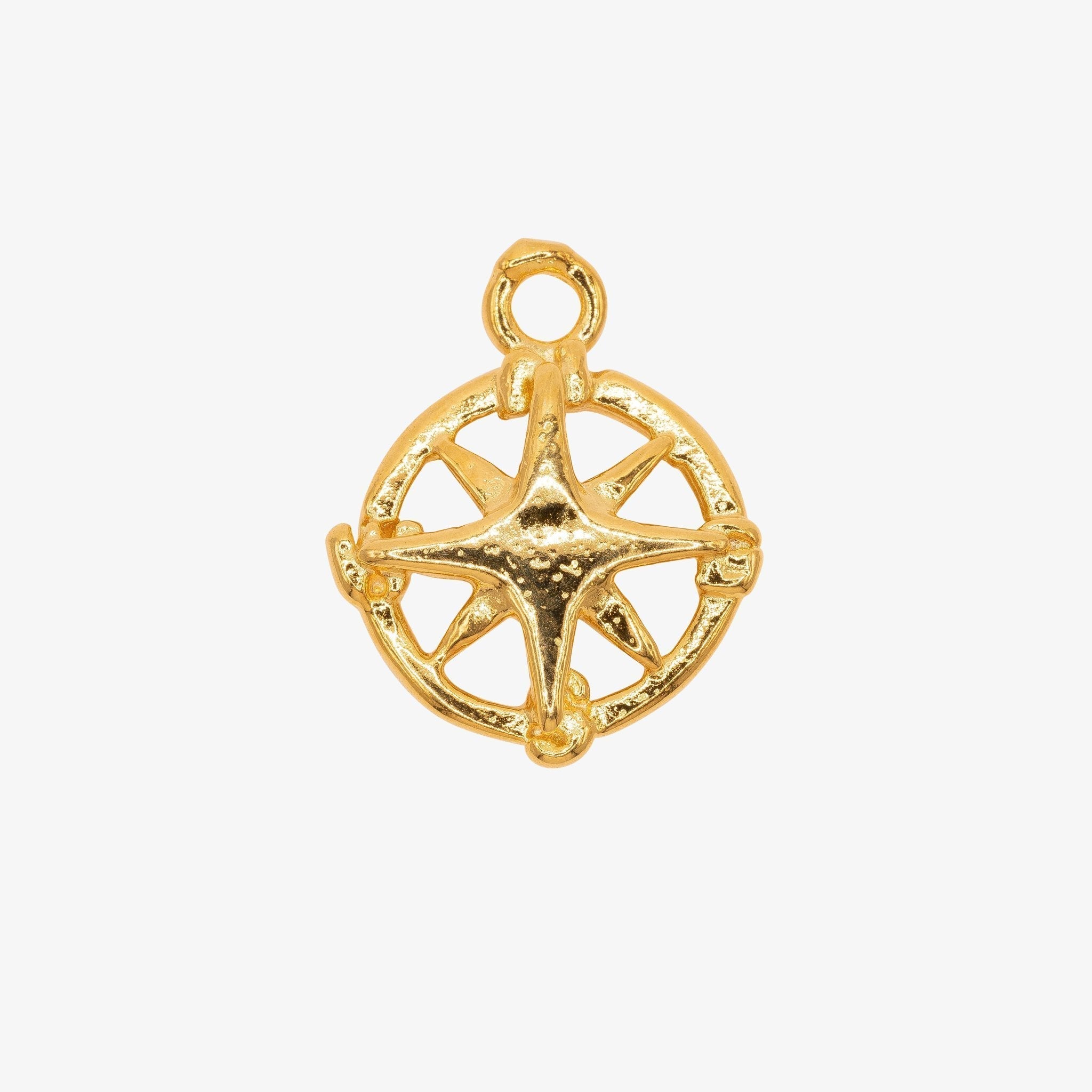 Compass Cutout Charm 14K Gold - HarperCrown