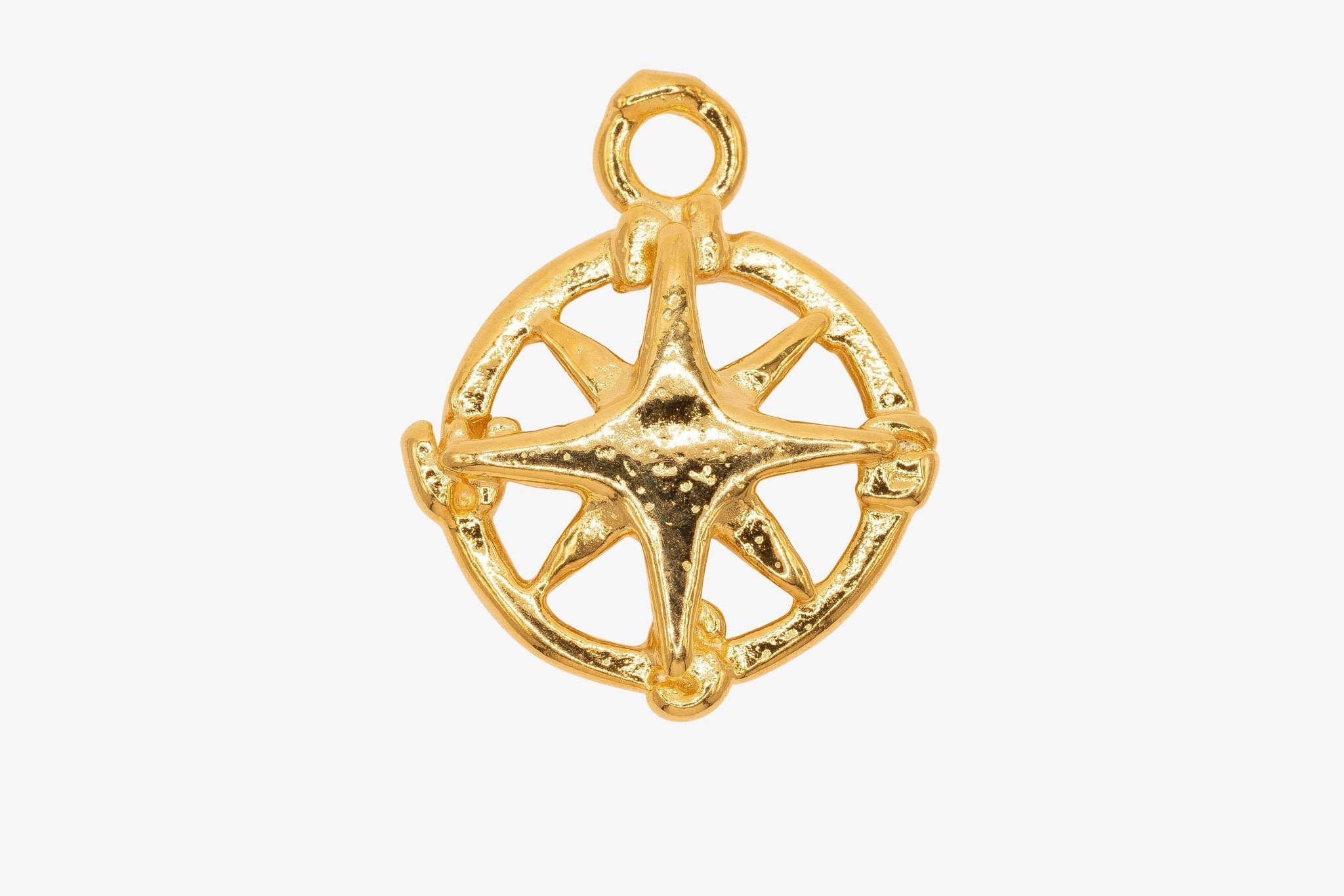 Compass Cutout Charm Wholesale 14K Gold, Solid 14K Gold, G176 - HarperCrown