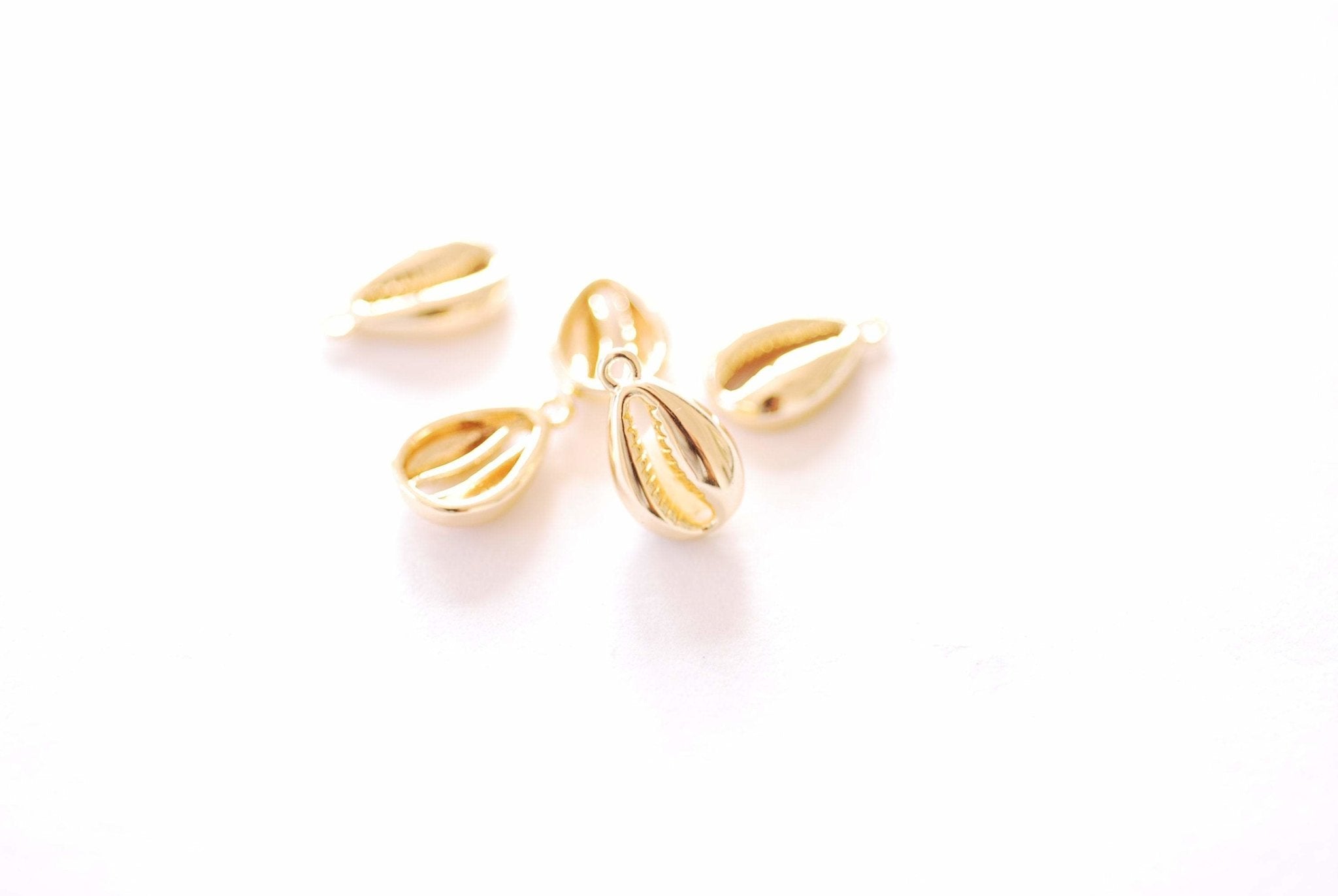 Cowrie Conch Seashell Gold Charm - 16k Gold Plated over Brass 3D Sea Shell Beach Nautical Clam HarperCrown Wholesale B263 - HarperCrown