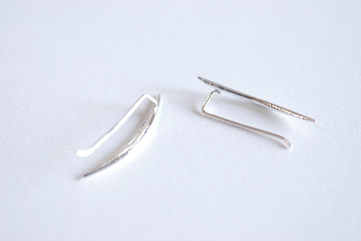 Crescent Moon Ear Climbers- Moon Earrings, Silver Ear Crawlers, Ear Climbers, Half Moon Earrings, Moon Ear Cuff, Moon Ear Crawler Earrings - HarperCrown