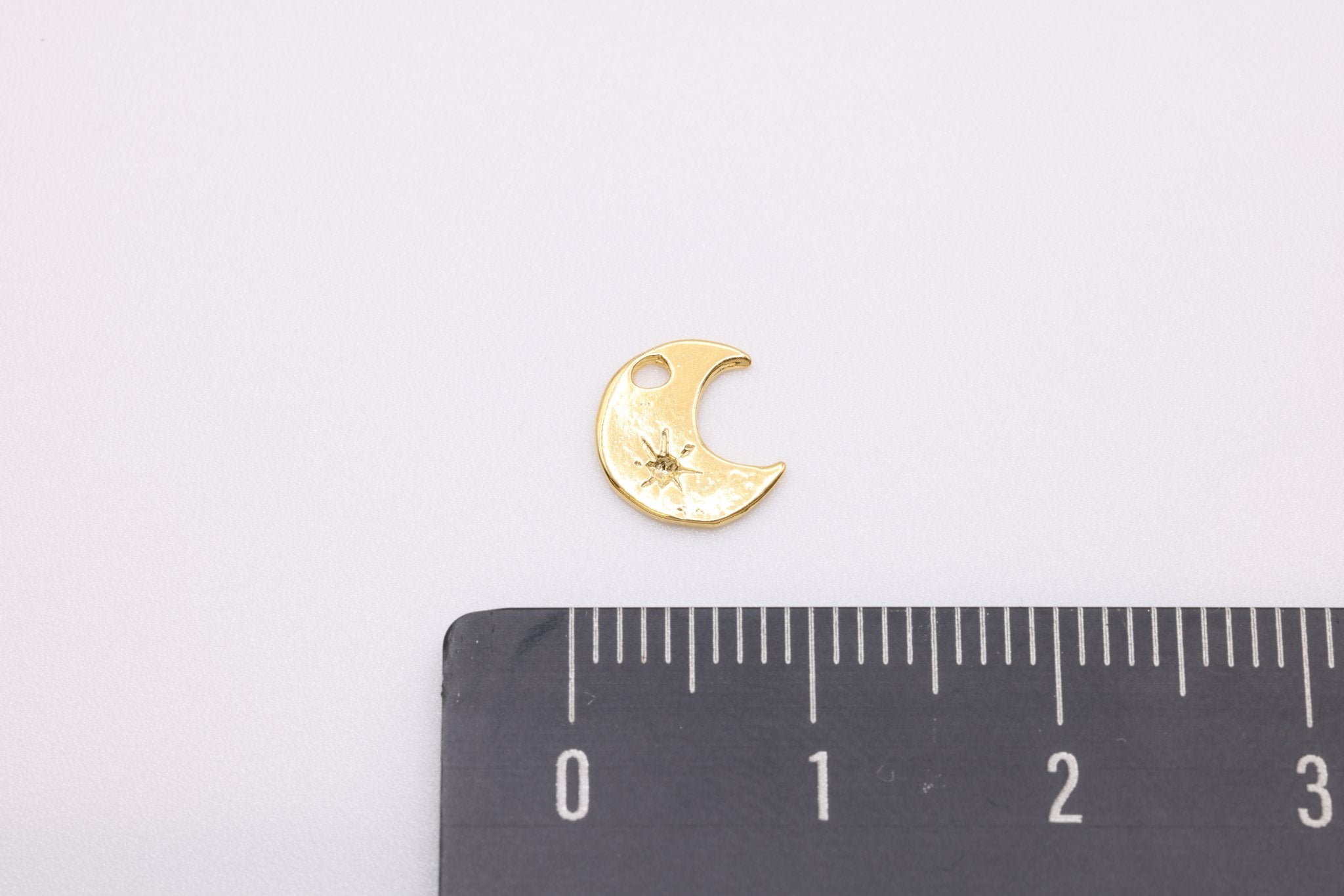 Crescent Moon Star Charm Wholesale 14K Gold, Solid 14K Gold, 348G - HarperCrown