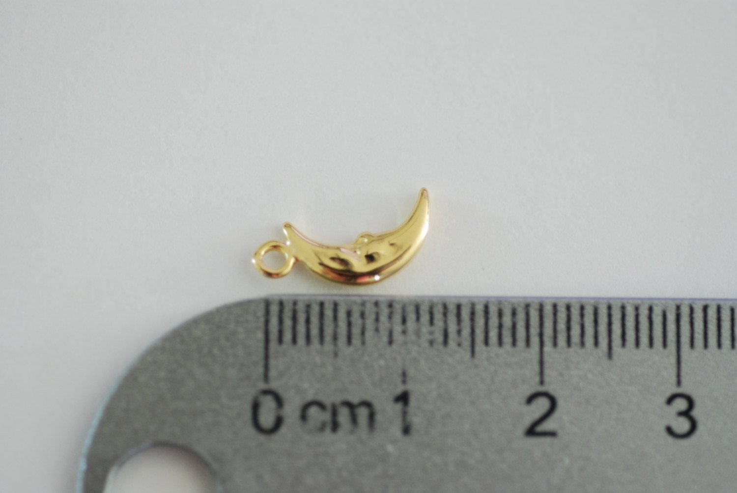 Crescent Moon with Face Charm | 18k Gold plated over Sterling Silver, Vermeil, Gold Moon, Crescent Face Moon Pendant, 269 - HarperCrown