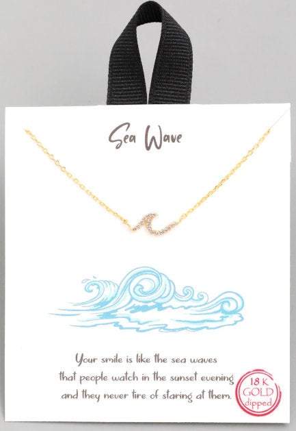 Cubic Zirconia Wave Necklace - Choose 14k filled or Sterling Silver Wave Necklace Chain Gold Silver Wave Necklace - HarperCrown