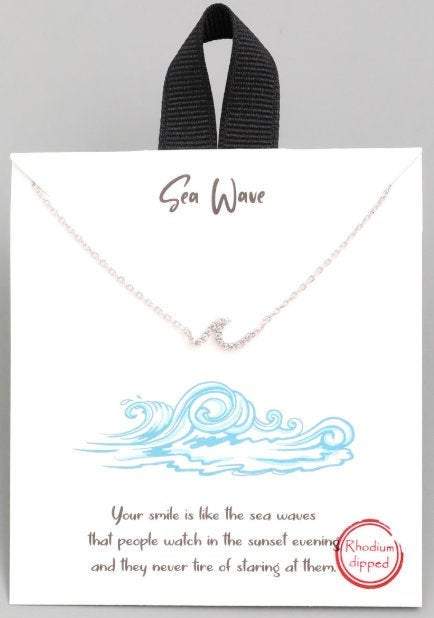 Cubic Zirconia Wave Necklace - Choose 14k filled or Sterling Silver Wave Necklace Chain Gold Silver Wave Necklace - HarperCrown