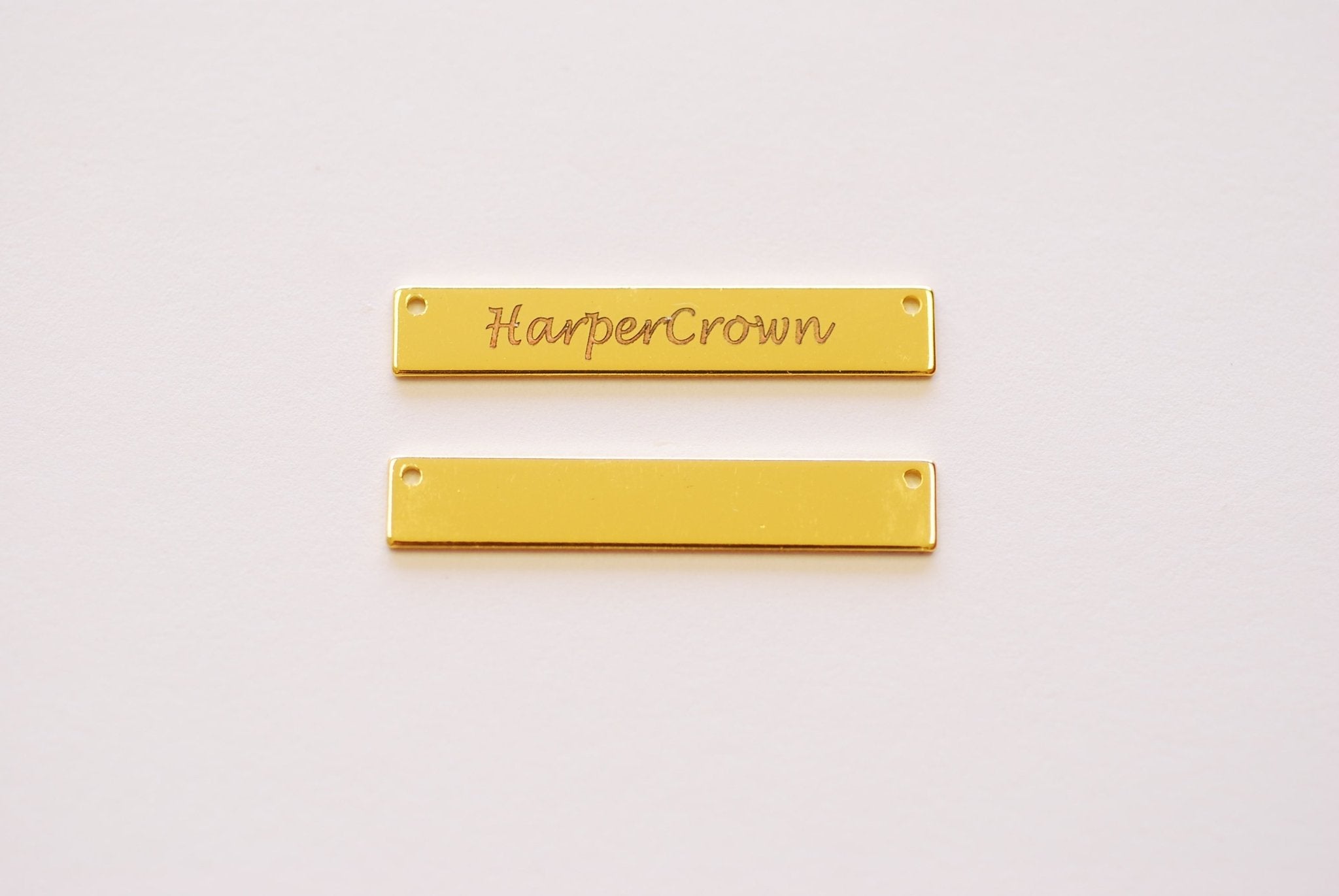 Custom Engraving Horizontal Rectangle Blank - 14K Gold Plated Brass DIY Jewelry Making HarperCrown Etsy B274 - HarperCrown