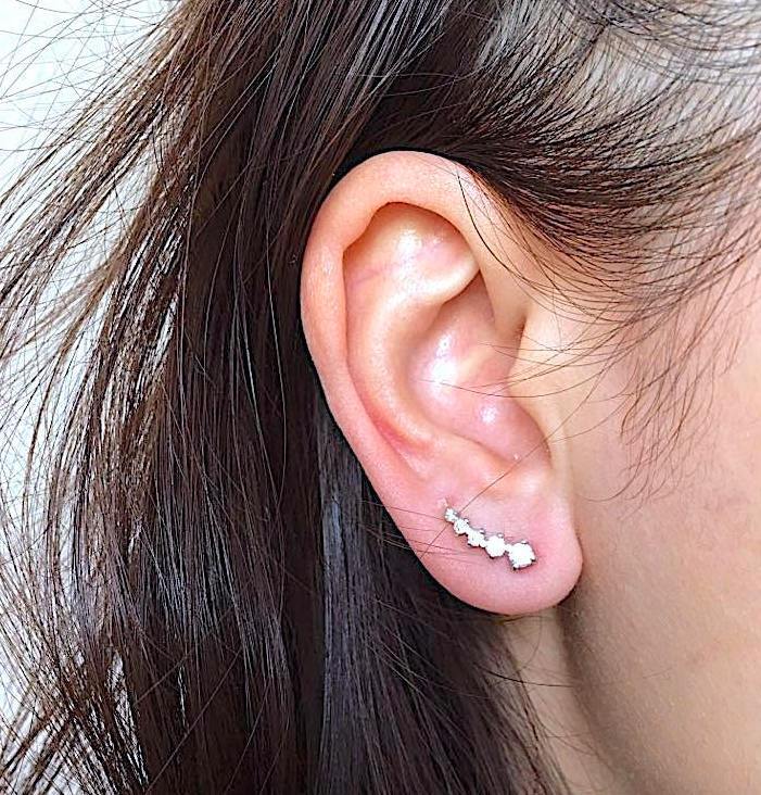 CZ Earrings, Choose Sterling Silver, Gold, Rose Gold CZ Ear Cuff, cubic zirconia ear crawler, Ear Climbers, Crystal Ear Climber, 2 pieces - HarperCrown