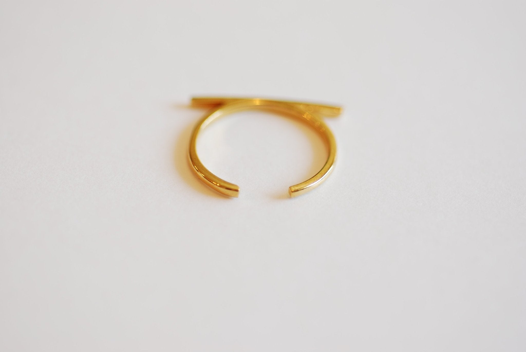 Dainty Bar Ring - Stackable Ring, Adjustable Ring, Choose Sterling Silver, Gold, Rose Gold, Parallel Bar Ring, Minimalist Ring, Line Ring - HarperCrown