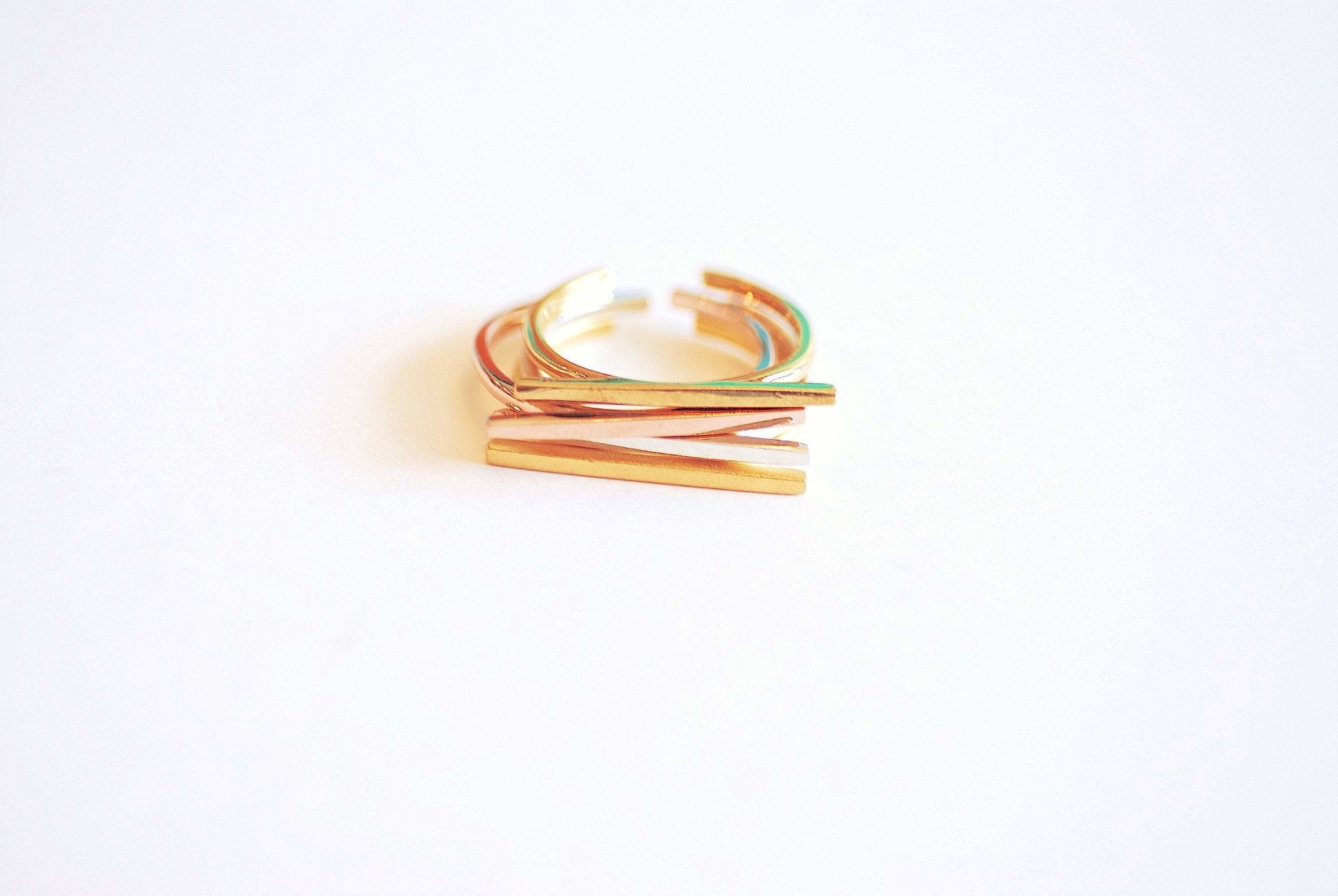 Dainty Bar Ring - Stackable Ring, Adjustable Ring, Choose Sterling Silver, Gold, Rose Gold, Parallel Bar Ring, Minimalist Ring, Line Ring - HarperCrown