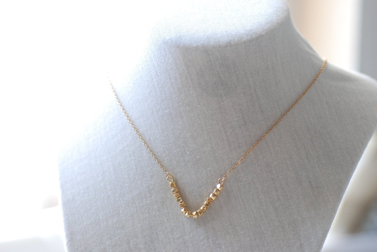 Dainty Chevron Necklace, Gold V Bar Necklace, Minimalist Geometric Jewelry - HarperCrown