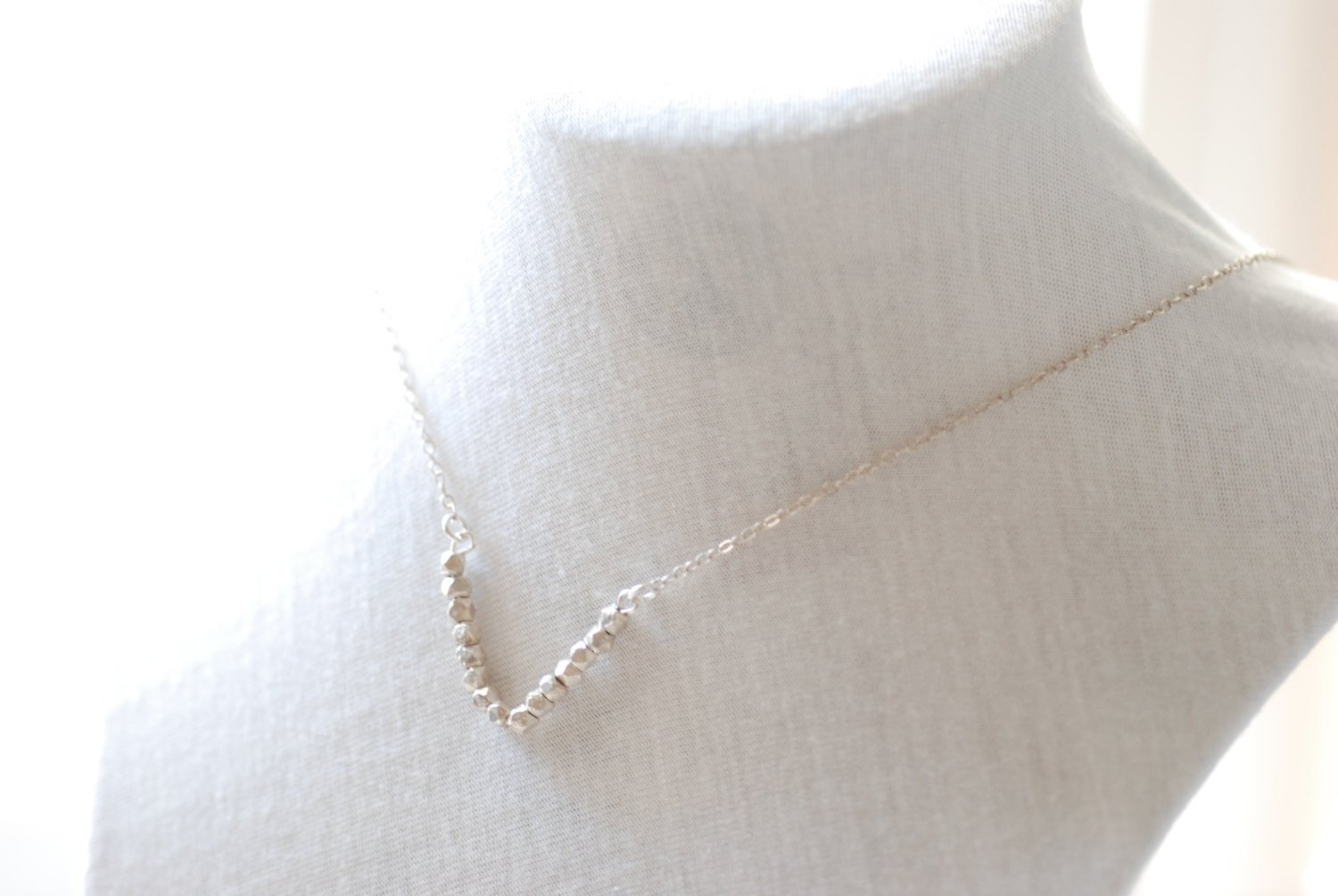 Dainty Chevron Necklace, Sterling Silver V Bar Necklace, Minimalist Geometric Jewelry - HarperCrown