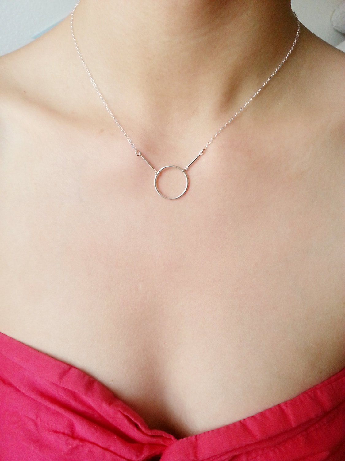 Dainty Circle Necklace / Karma Necklace, 14k Gold Fill or Sterling Silver, Dainty Circle Outline, Sterling Silver Karma Necklace - HarperCrown