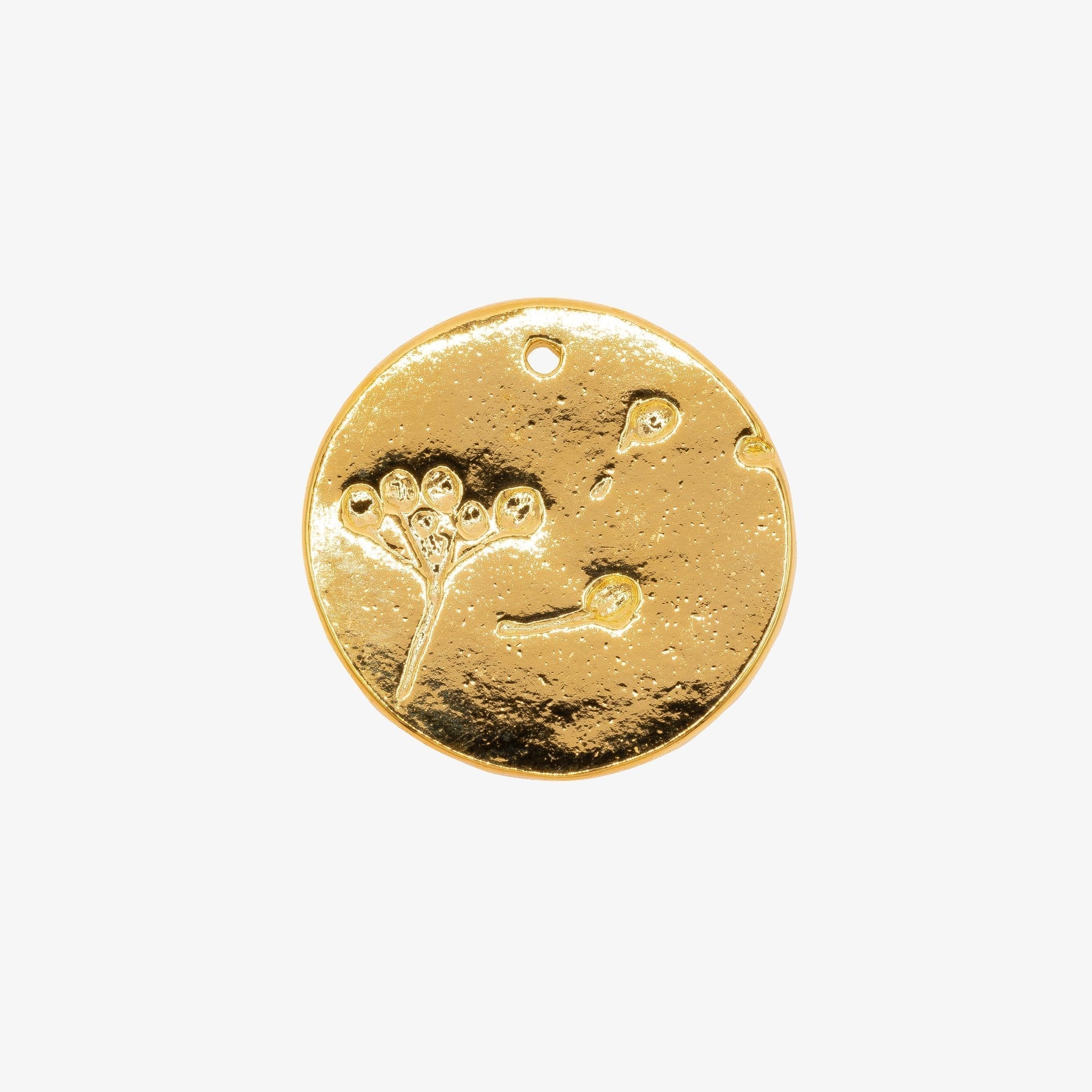 Dandelion Disc Charm 14K Gold - HarperCrown