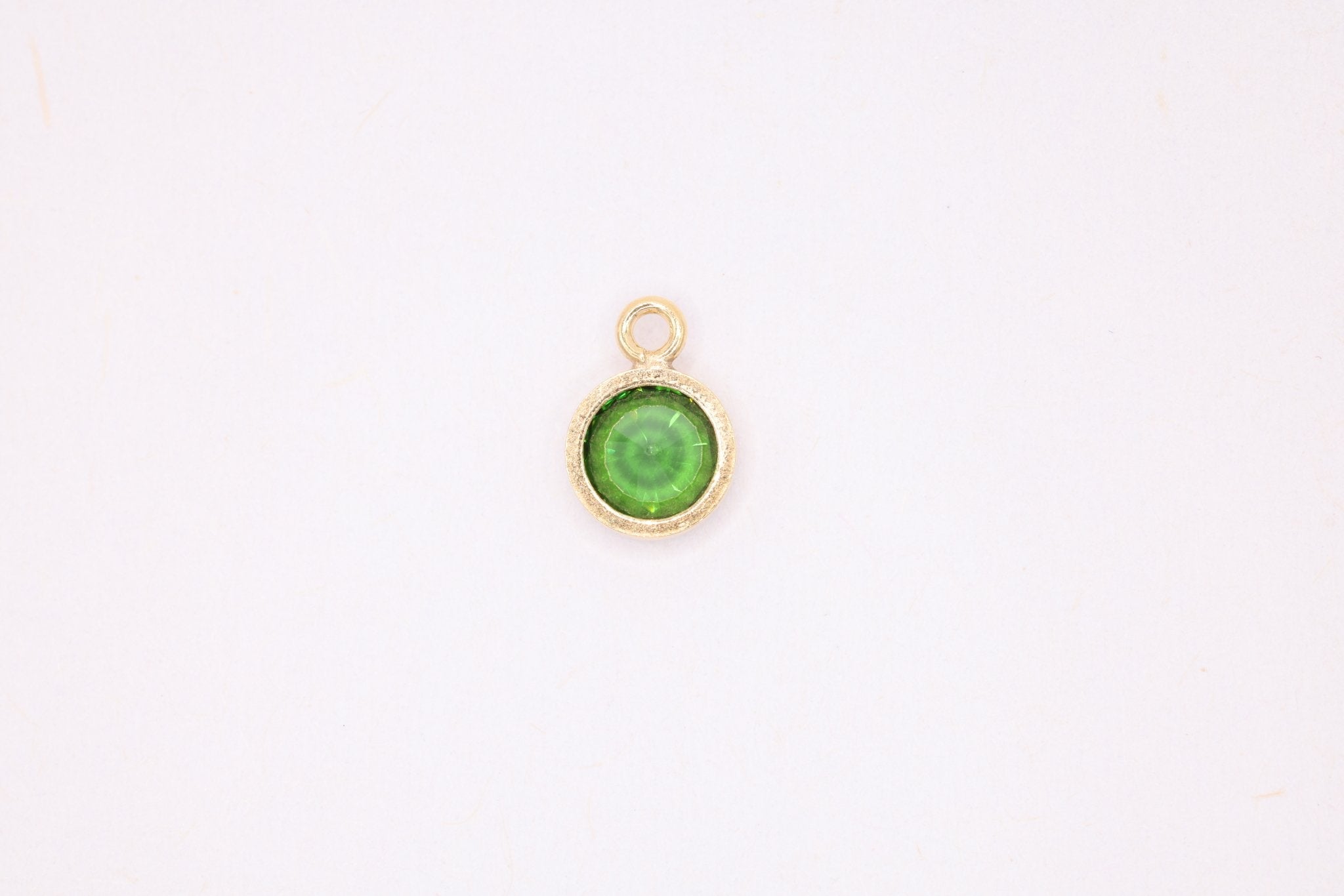 Emerald Birthstone CZ Gold-Filled Wholesale Drop Charm, May Birthstone, Horizontal Bail - HarperCrown