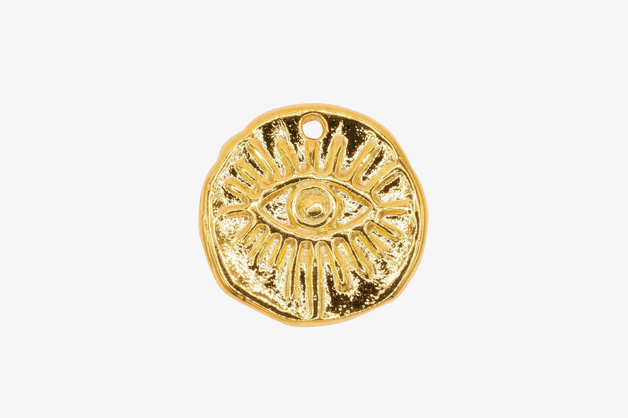 Evil Eye Disc Charm Wholesale 14K Gold, Solid 14K Gold, 264G - HarperCrown