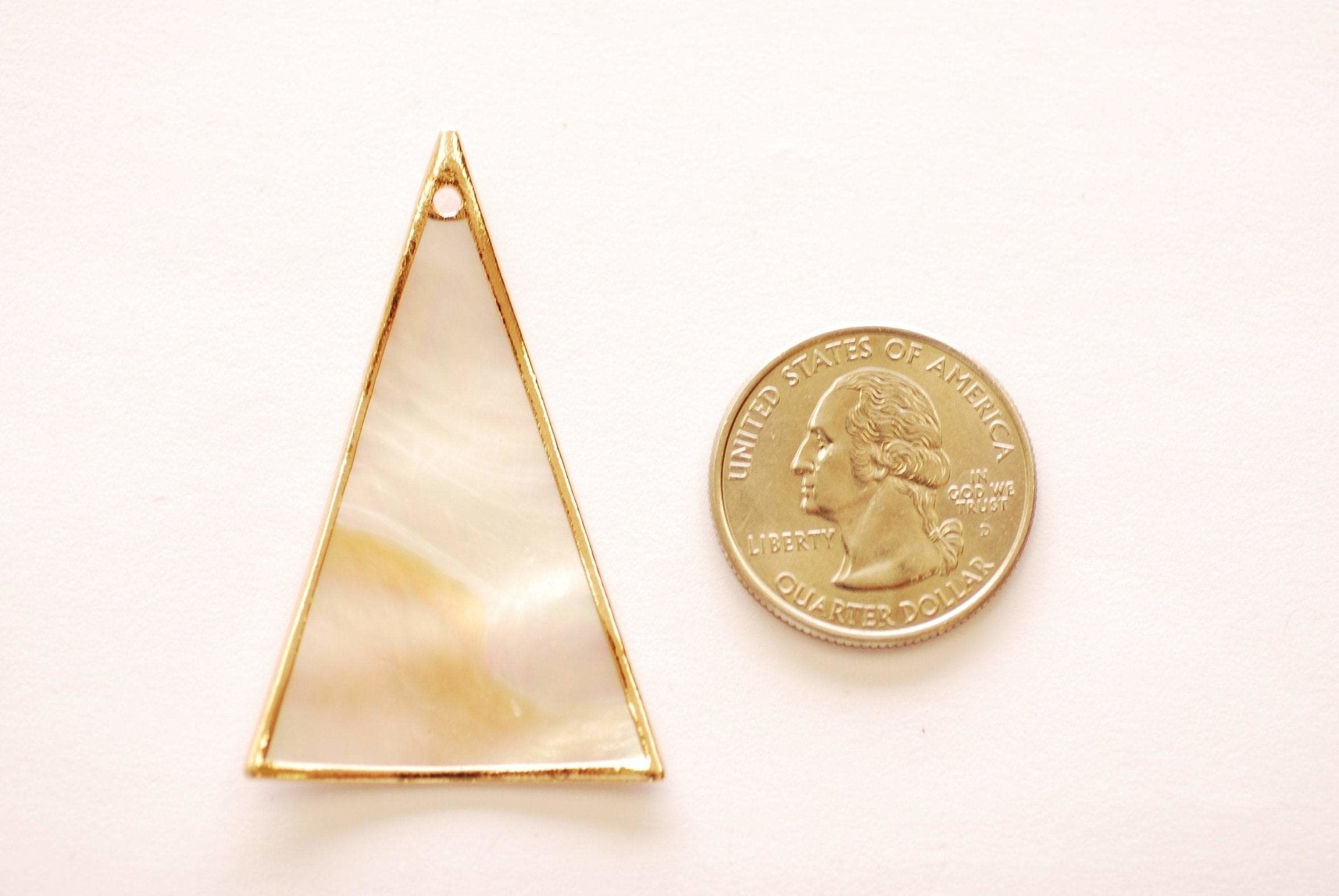 Freshwater Pearl Shell Triangle Charm - Electroplated 16K Gold Plated Seashell Geometric Dangle Pendant HarperCrown Wholesale B267 - HarperCrown