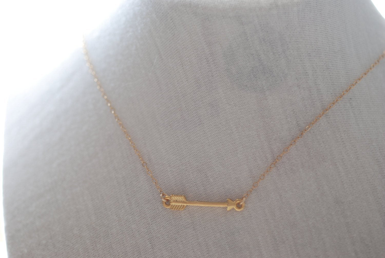 Gold Arrow Necklace,14k gold Arrow,Simple Sideways Arrow,Gold Arrow necklace,dainty arrow necklace,arrow pendant,horizontal arrow - HarperCrown