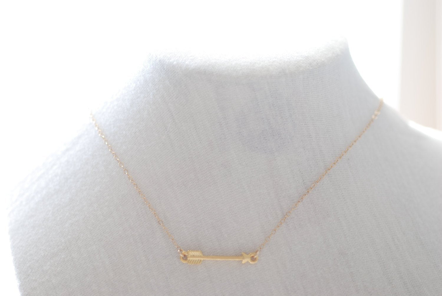 Gold Arrow Necklace,14k gold Arrow,Simple Sideways Arrow,Gold Arrow necklace,dainty arrow necklace,arrow pendant,horizontal arrow - HarperCrown