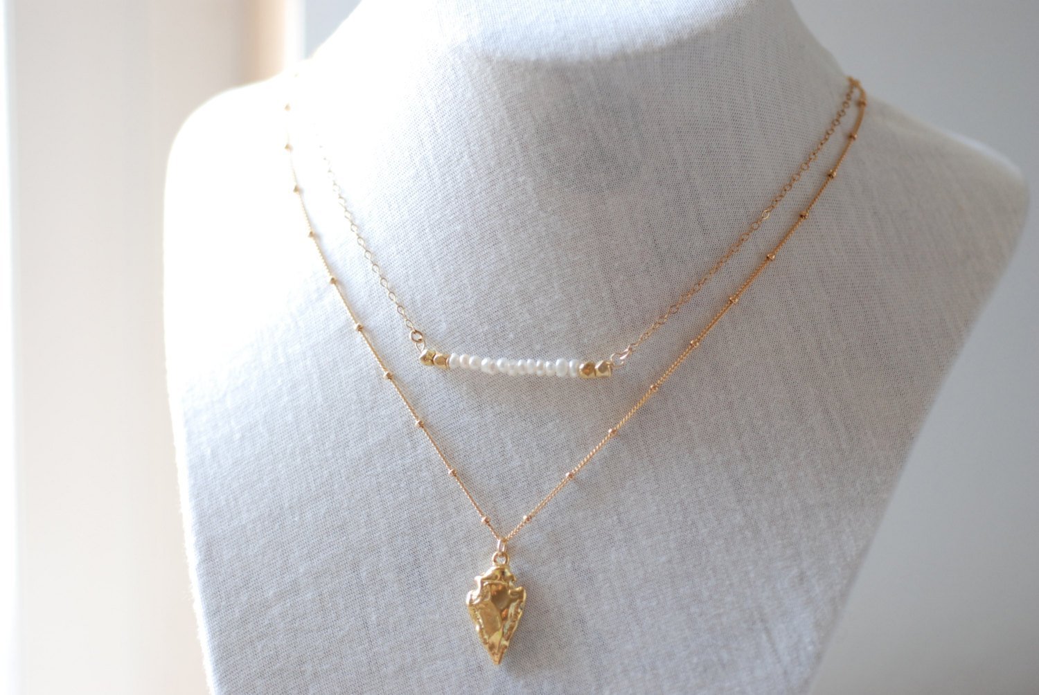 Gold Arrowhead Necklace, 18k gold Vermeil Arrowhead, Dainty Arrowhead Necklace, Tribal Necklace,Gold Arrow Necklace, Arrowhead Charm Pendant - HarperCrown