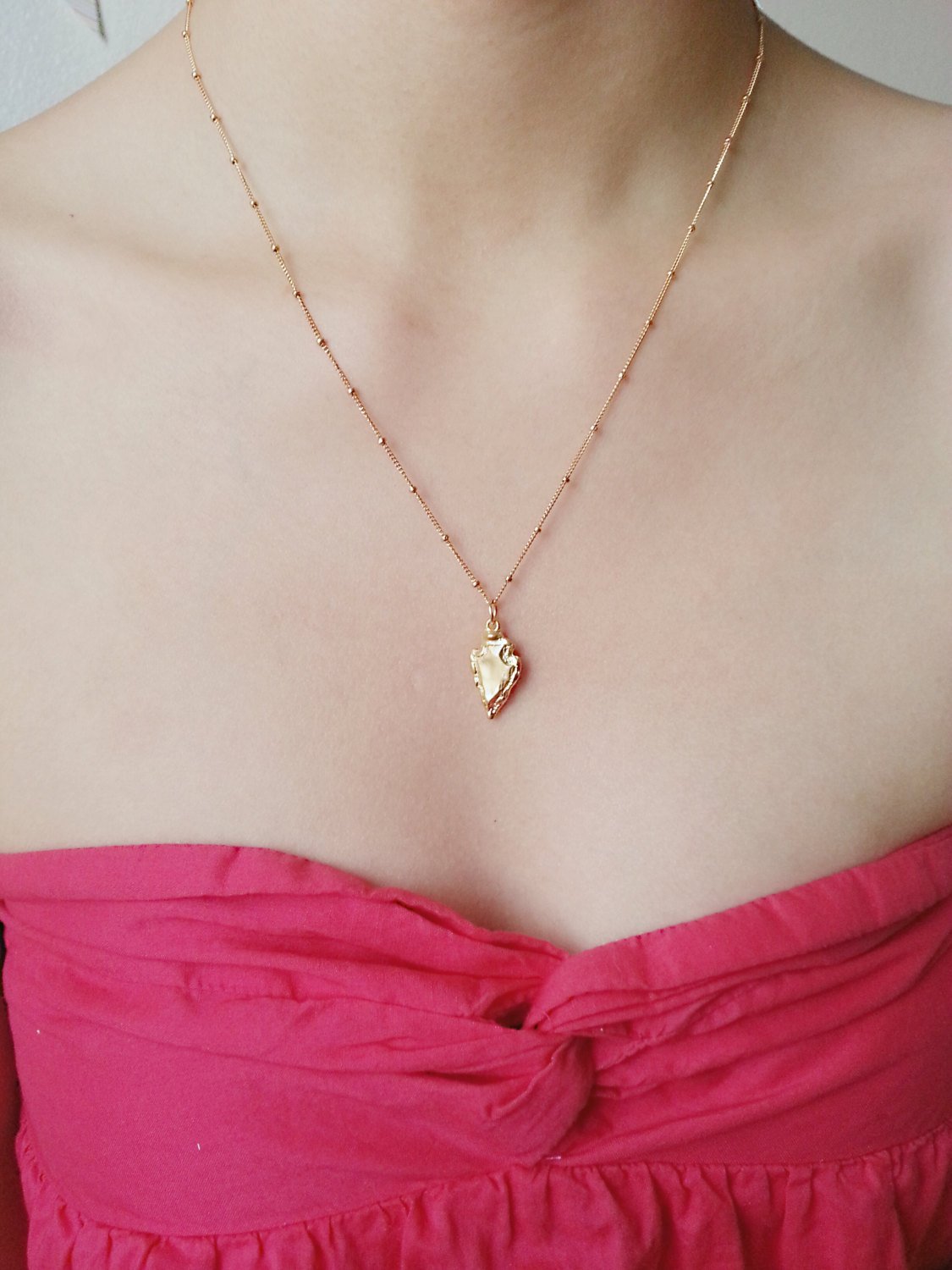 Gold Arrowhead Necklace, 18k gold Vermeil Arrowhead, Dainty Arrowhead Necklace, Tribal Necklace,Gold Arrow Necklace, Arrowhead Charm Pendant - HarperCrown