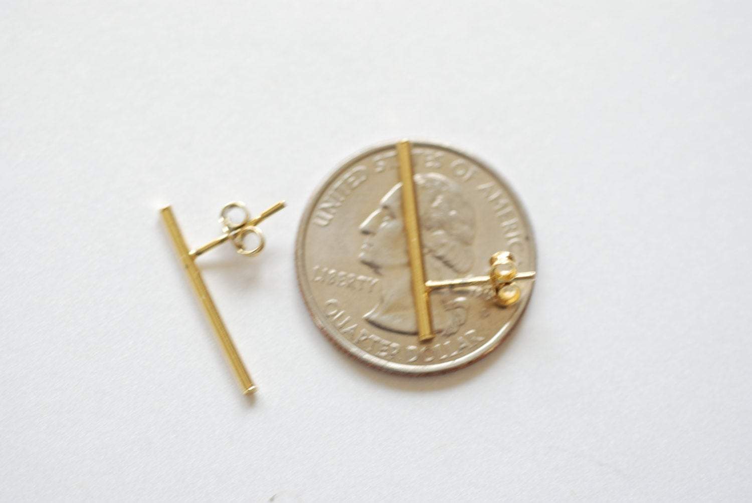 Gold Bar Earrings, Line Earrings, Stick earrings, bar stud earrings, minimalist earrings, Filament earrings, Ear Climbers, Post Earrings - HarperCrown