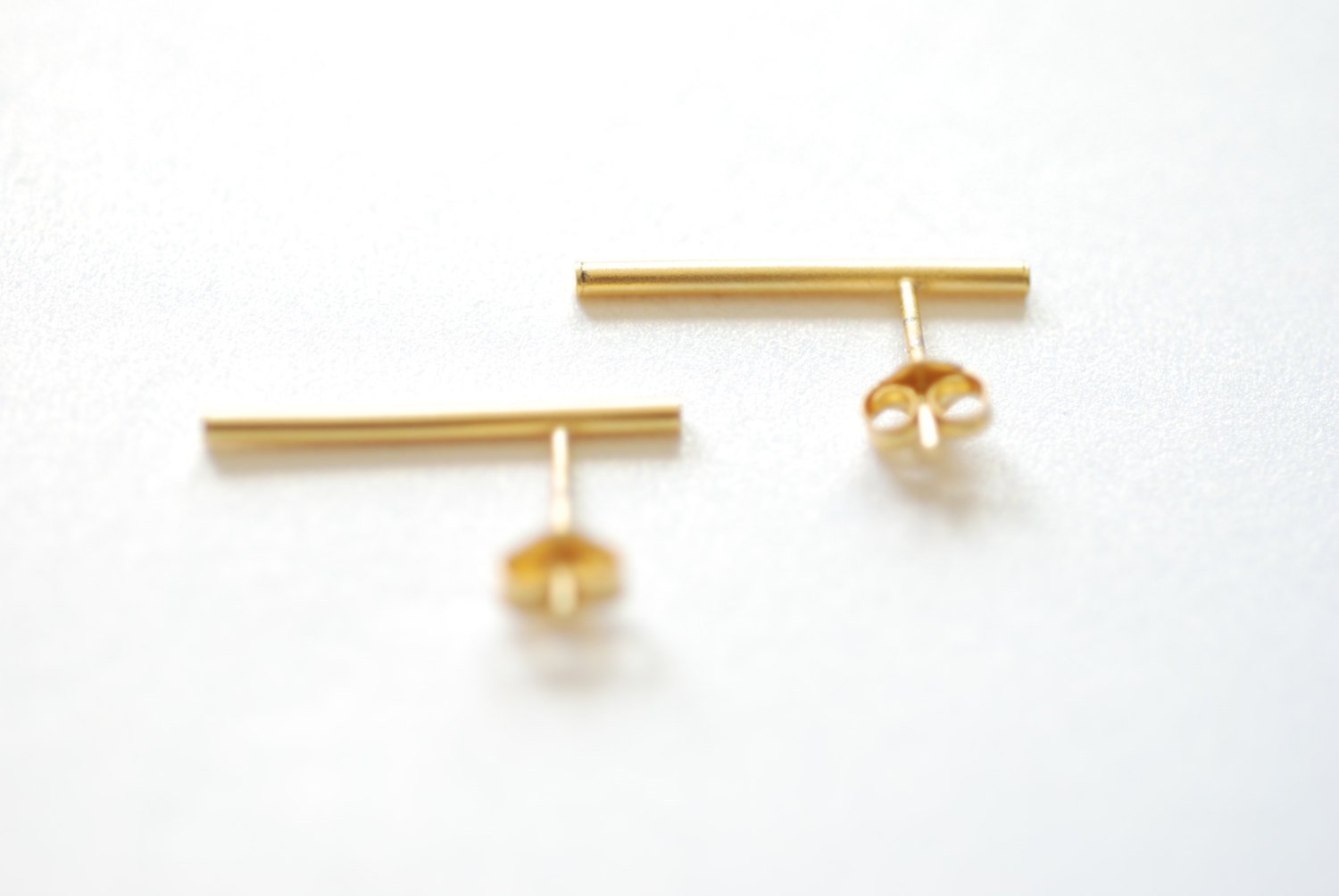 Gold Bar Earrings, rose gold bar earrings, bar earrings, Sterling silver bar earrings, minimalist earrings, bar stud earrings, Ear Climbers - HarperCrown