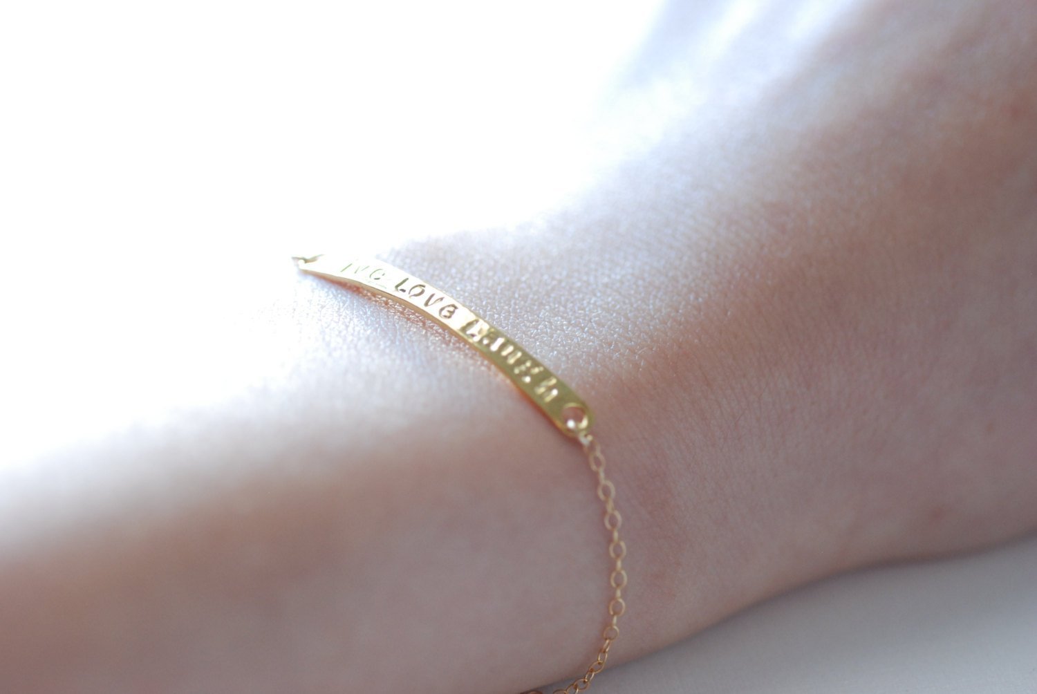 Gold Bar Live Love Laugh Bracelet-24k gold Live Love Laugh Cuff Bangle Bracelet, Gold Bar Bracelet - HarperCrown